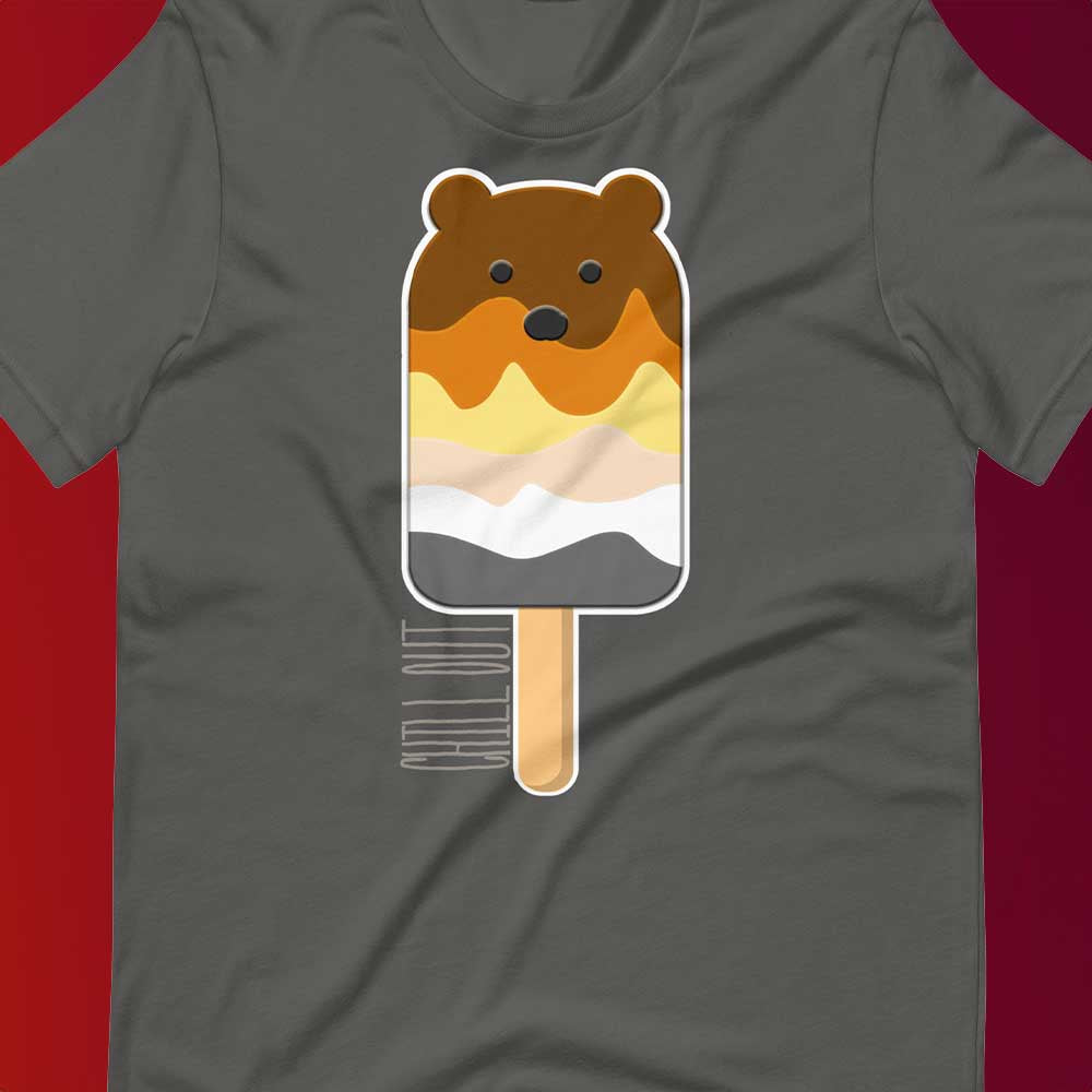 Bear Popsicle Asphalt T-Shirt Flat Closeup - BackRoomGear - your LGBTQI Gay Kink Apparel Store