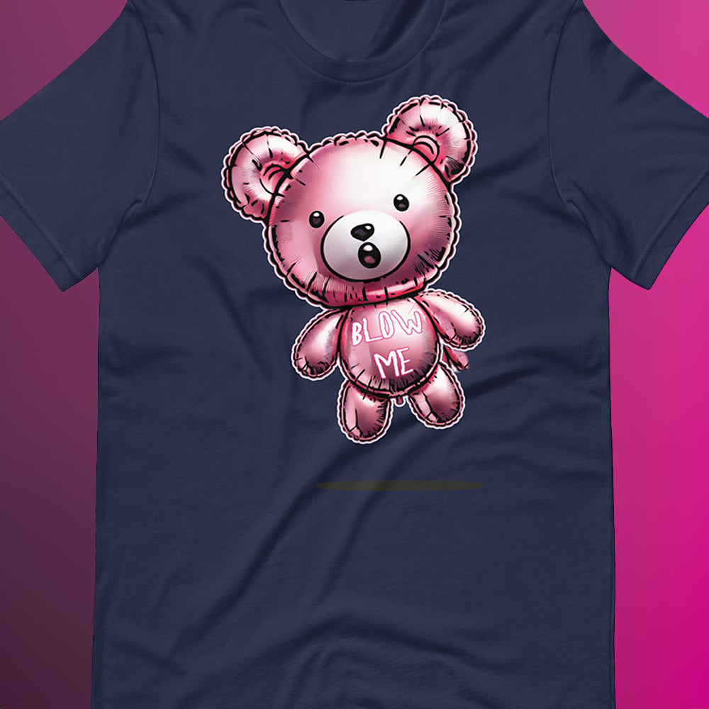 Playful Blow Me Bear Balloon T-Shirt Fun & Cheeky Design