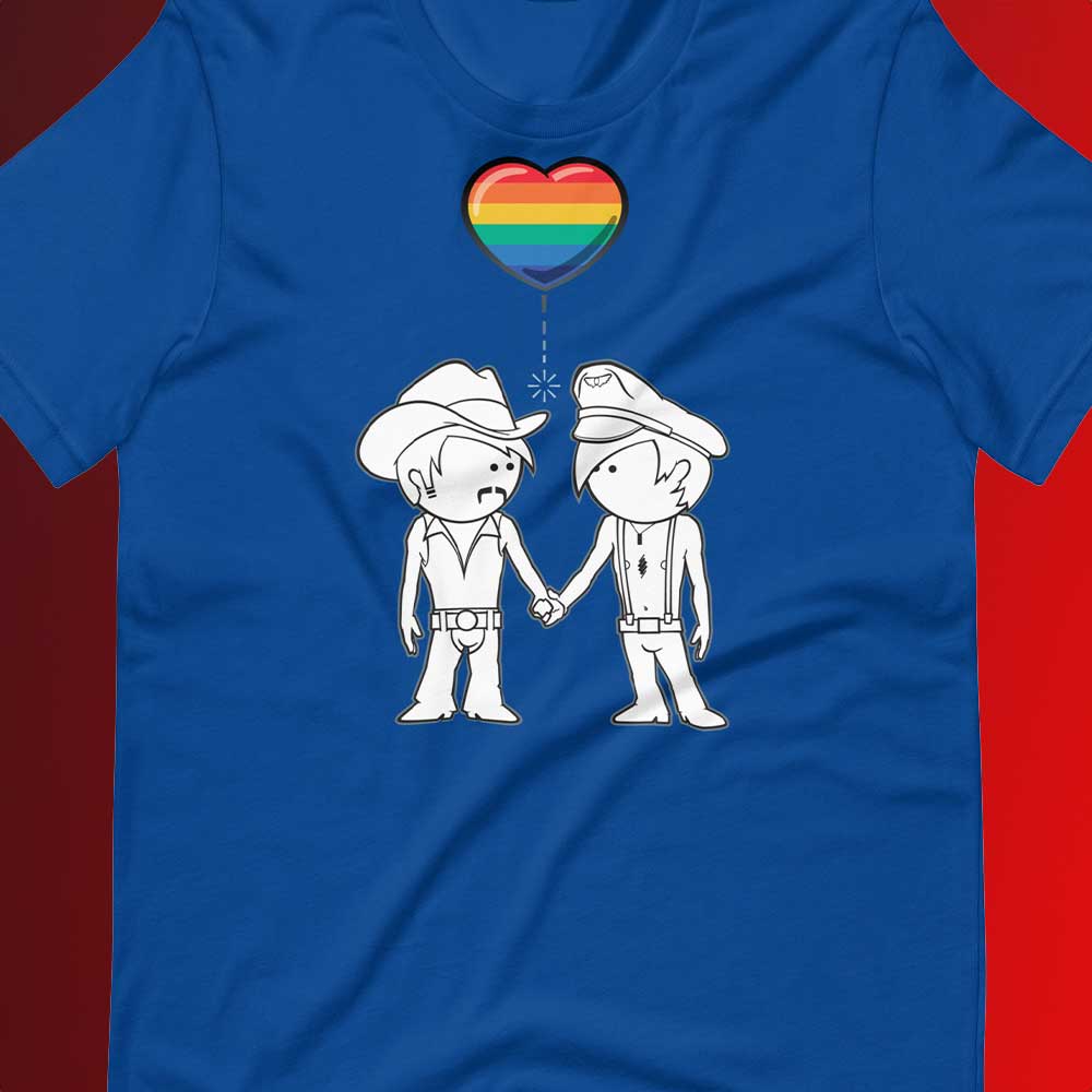 Romeo & Julian True Royal T-Shirt Flat Closeup - BackRoomGear - your LGBTQI Gay Kink Apparel Store