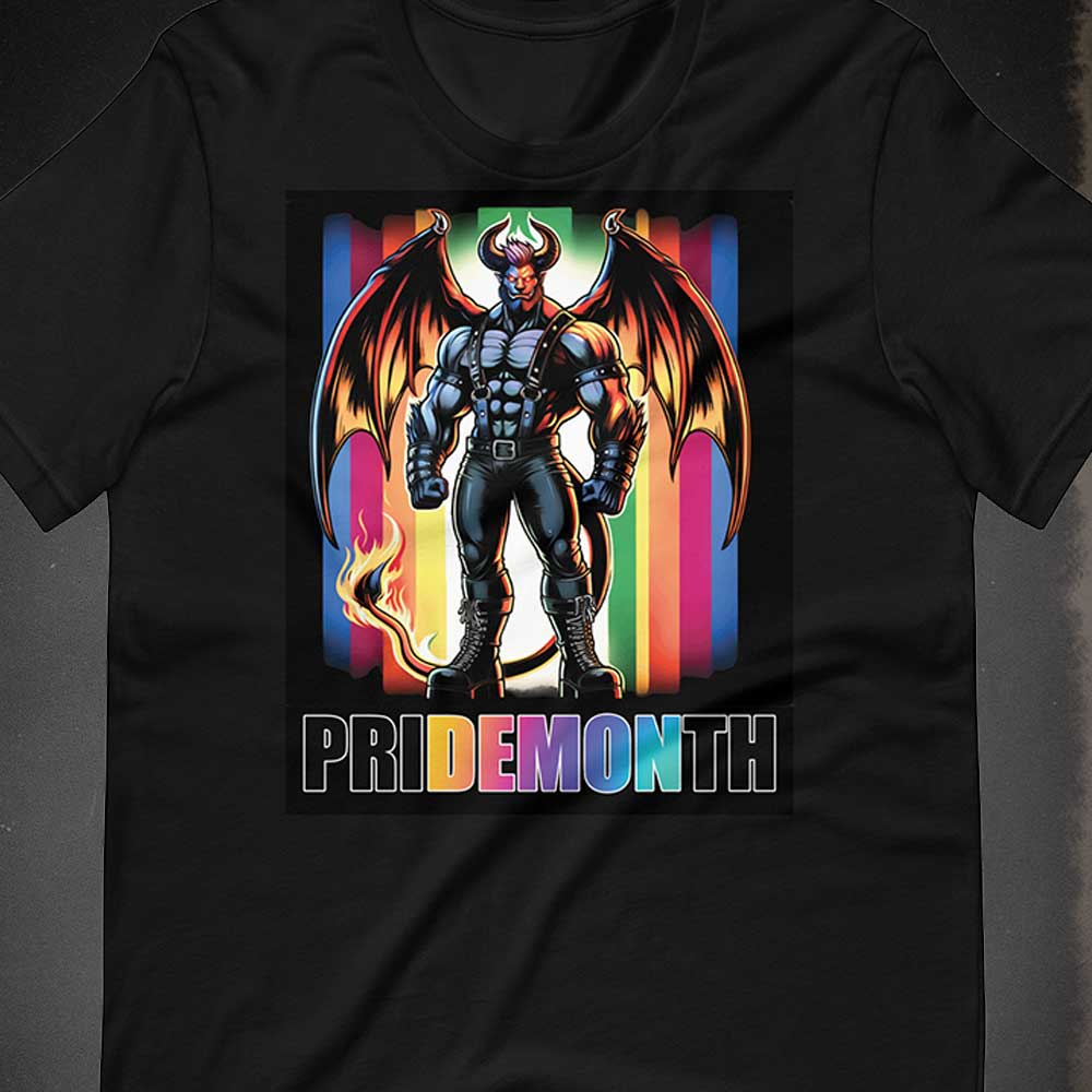 Pride-DEMON-Black-Closeup Shirt - backroomgear - your LGBTQI Gay Kink Apparel Store