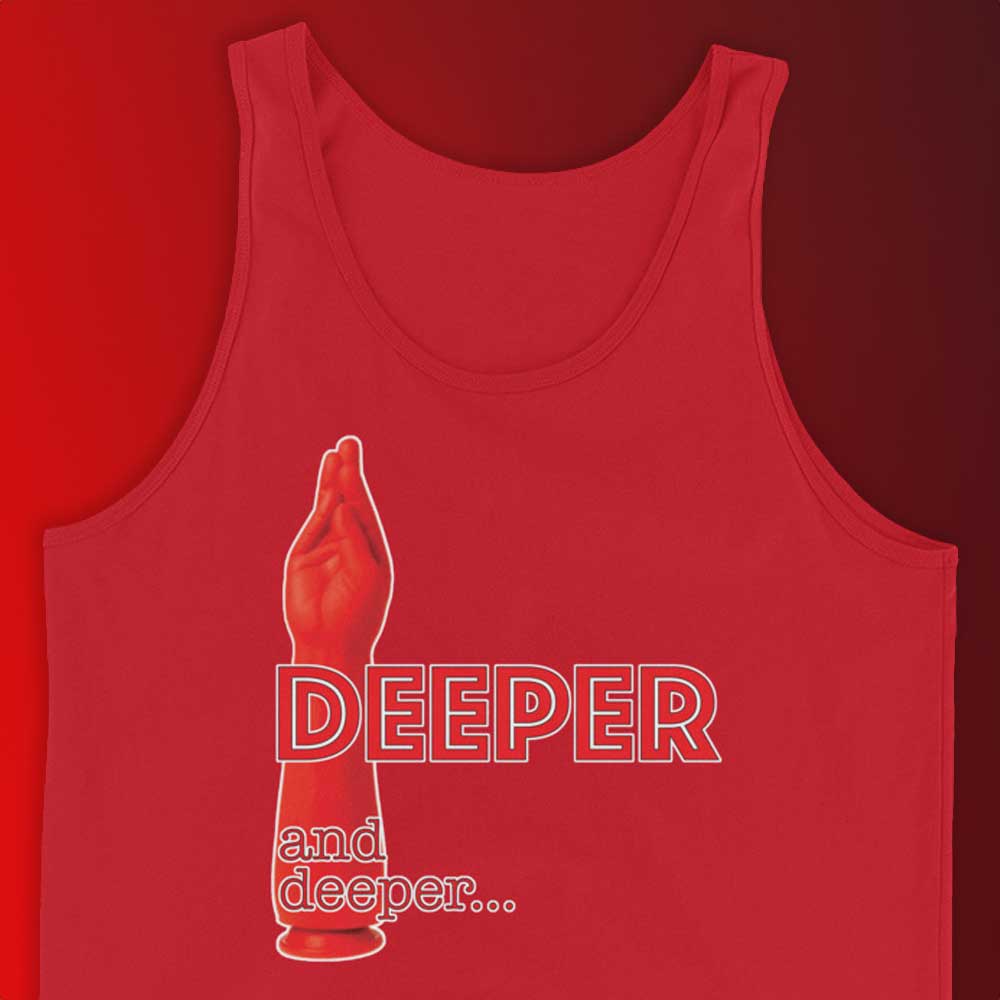 Deeper and deeper Red Tank Closeup - backroomgear - your LGBTQI Gay Kink Apparel Store