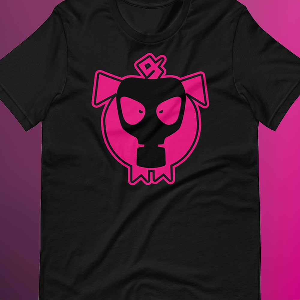 Gas-Mask-Logo-shirt Black flat closeup - backroomgear - your LGBTQI Gay Kink Apparel Store