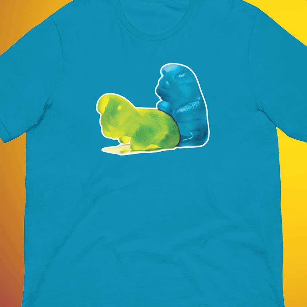 Gummy-Bearback-Aqua Shirt flat closeup - backroomgear - your LGBTQI Gay Kink Apparel Store