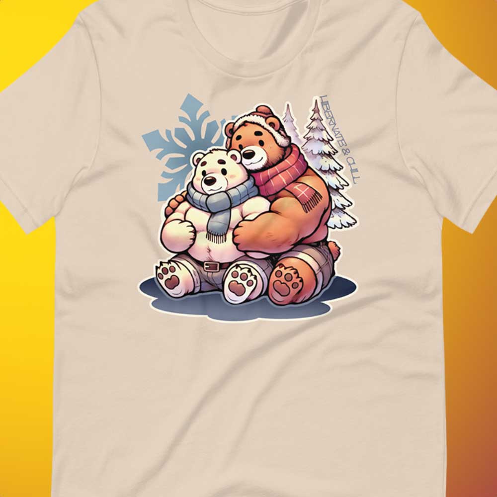 Cuddly Bear Winter T-Shirt – Cozy Gay Bear Pride Design for Winter Snuggles