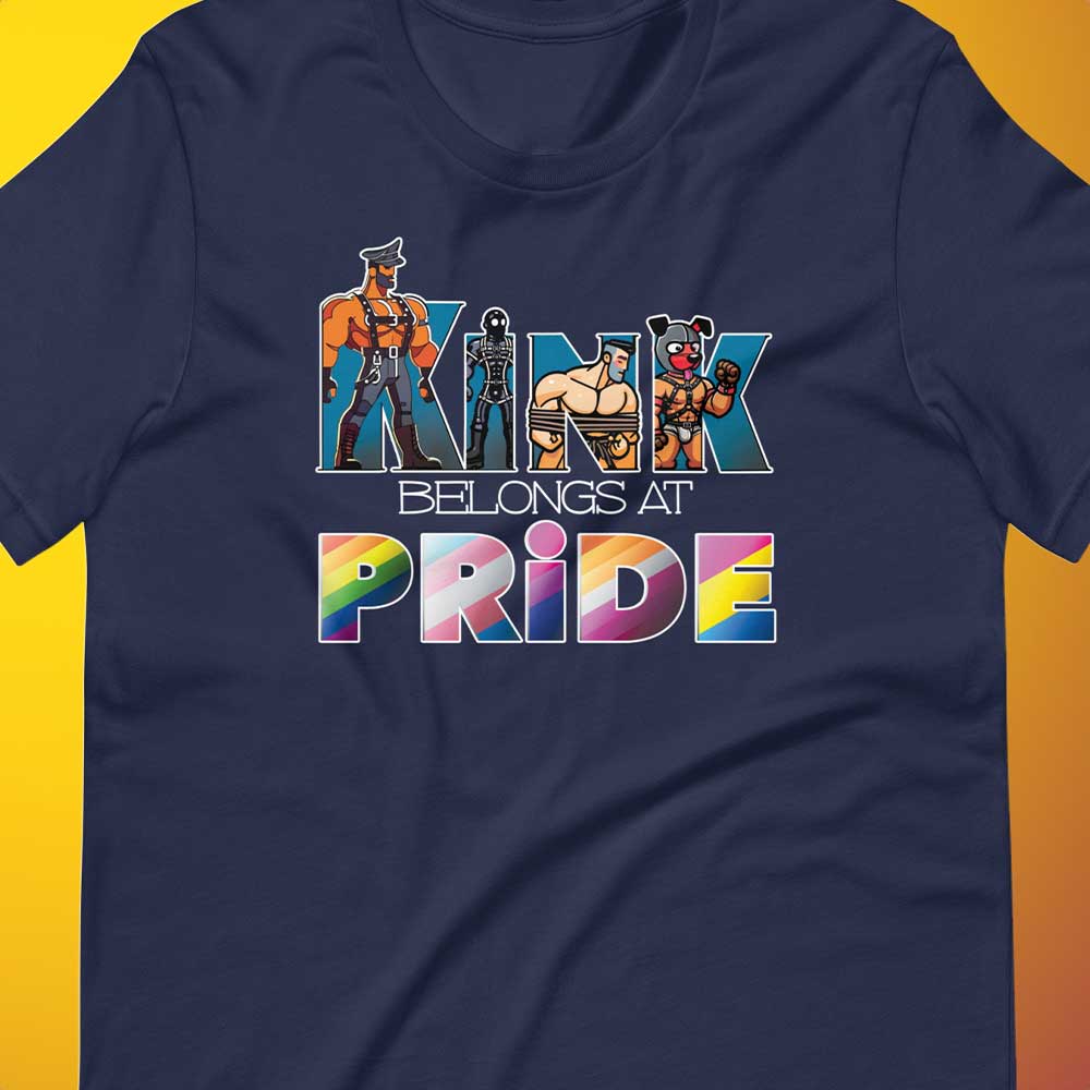 Kink-Pride-Navy-Closeup Shirt - backroomgear - your LGBTQI Gay Kink Apparel Store