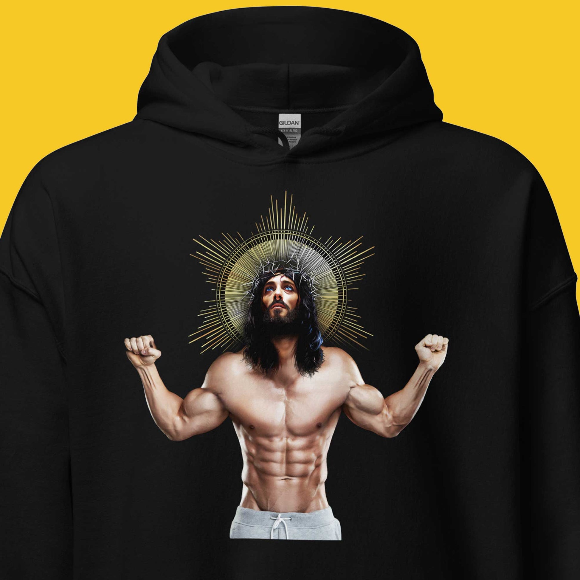 Ripped Saviour Black Hoodie flat closeup Backroom Gear - your LGBTQI Gay Kink Apparel Store