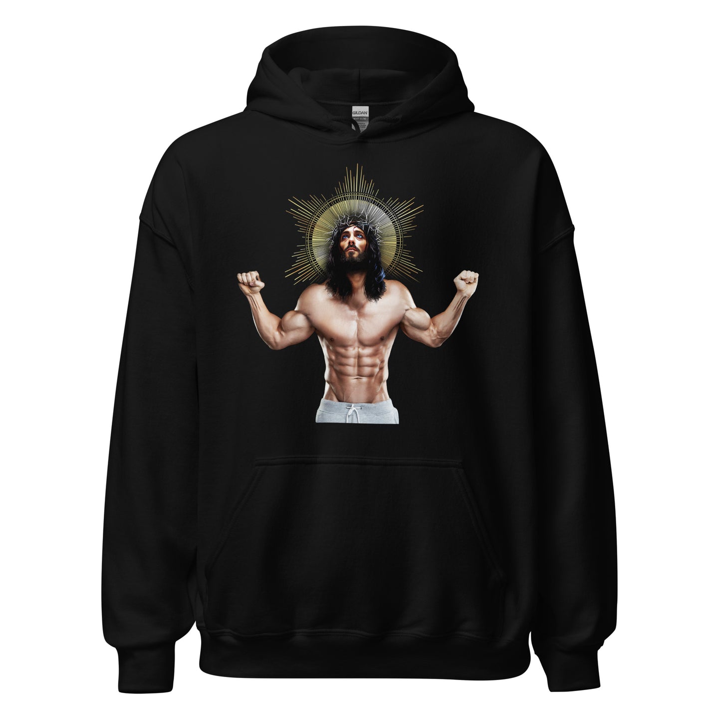 Ripped Saviour Black Hoodie flat Backroom Gear - your LGBTQI Gay Kink Apparel Store