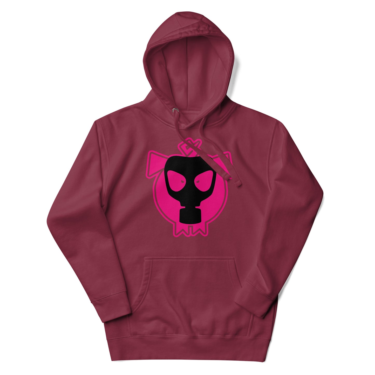 Pig-Logo-Hoodie-maroon flat - backroomgear - your LGBTQI Gay Kink Apparel Store