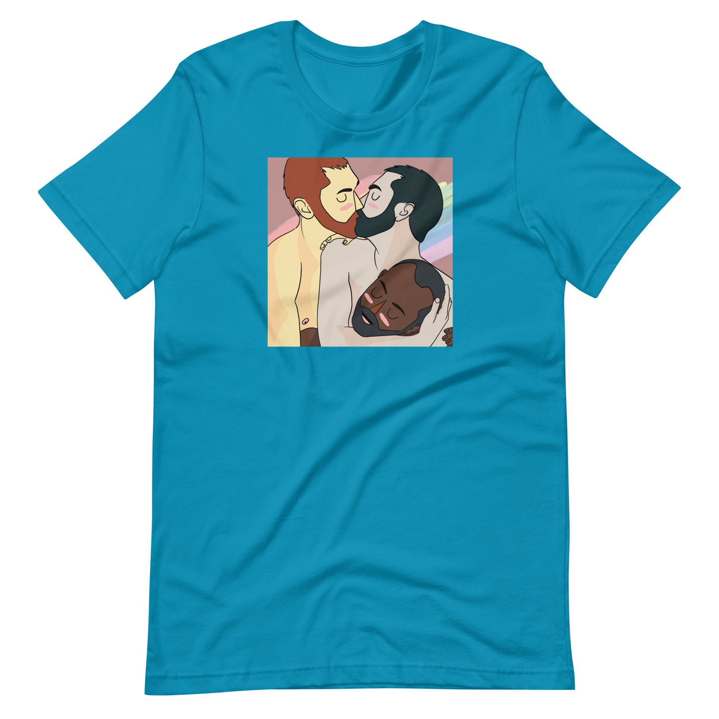 Throuple Aqua T-Shirt Flat - BackRoomGear - your LGBTQI Gay Kink Apparel Store