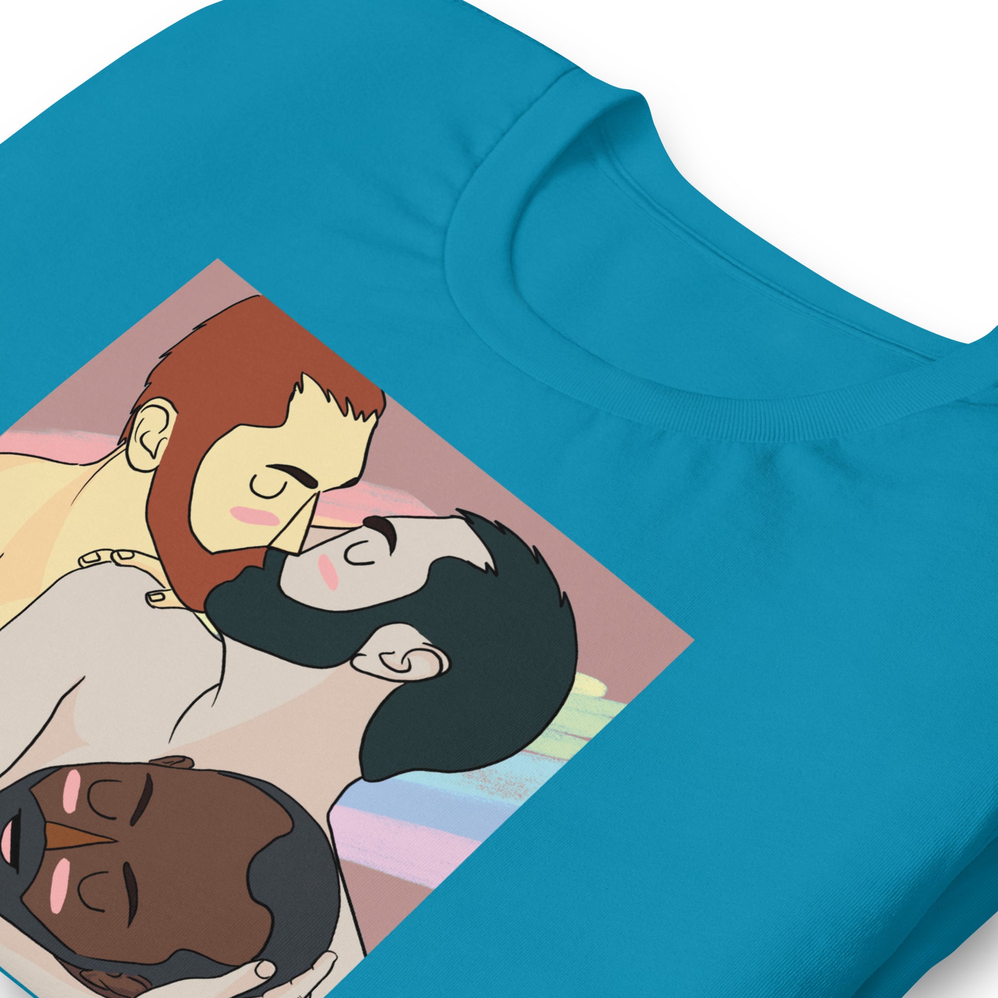 Throuple Aqua T-Shirt Zoomed - BackRoomGear - your LGBTQI Gay Kink Apparel Store