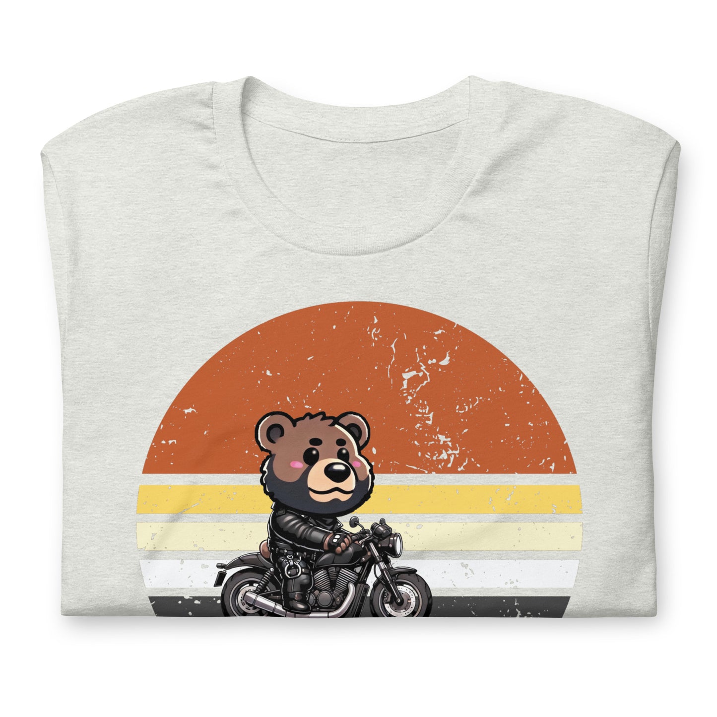 Leather Biker Bear T-Shirt Cute Retro Sunset Design