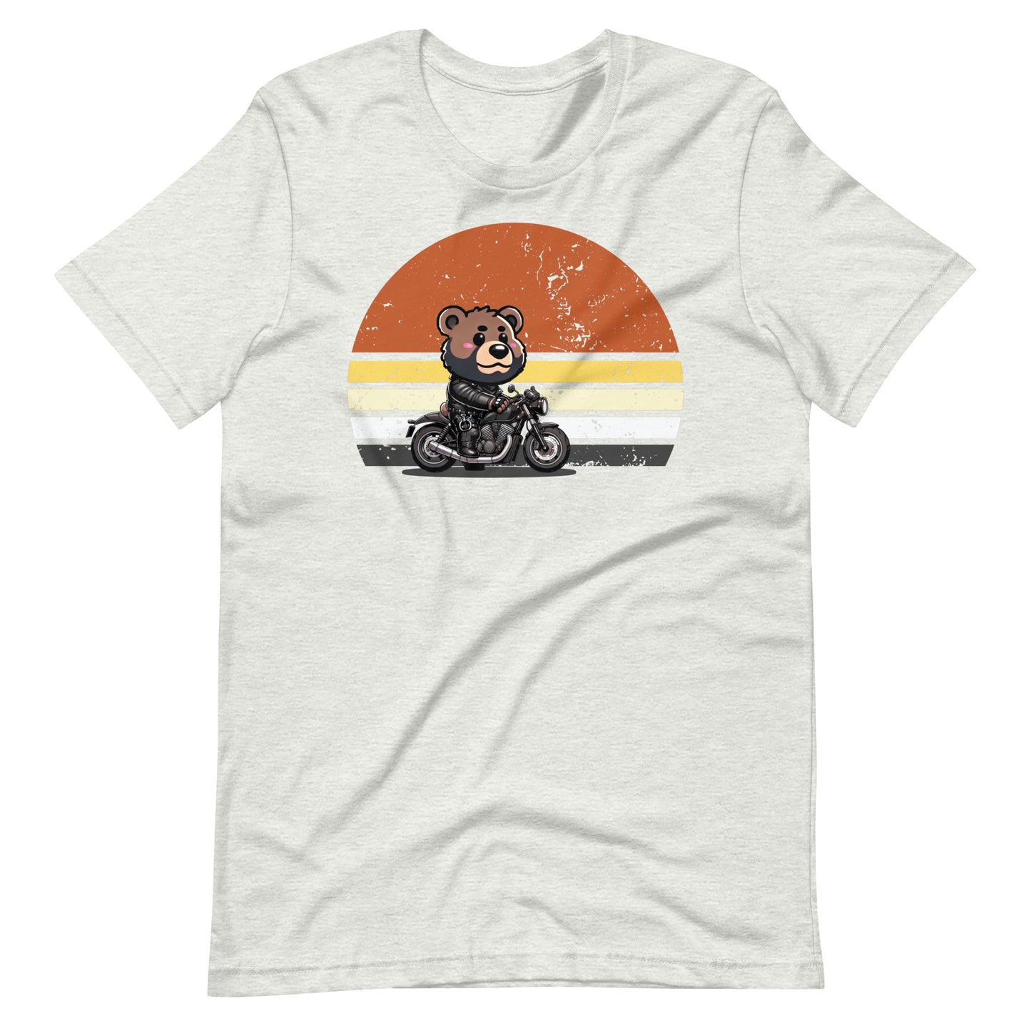 Leather Biker Bear T-Shirt Cute Retro Sunset Design