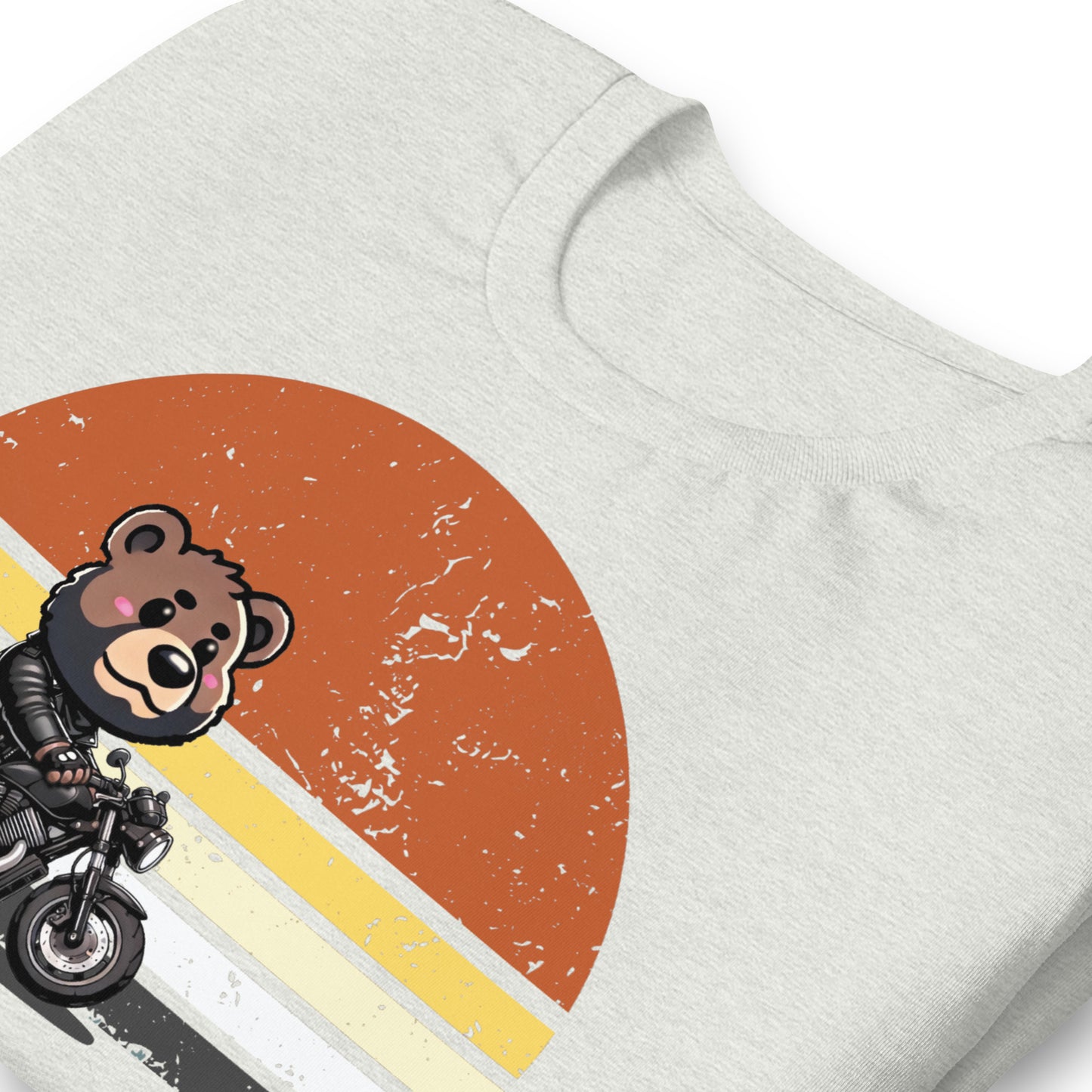 Leather Biker Bear T-Shirt Cute Retro Sunset Design