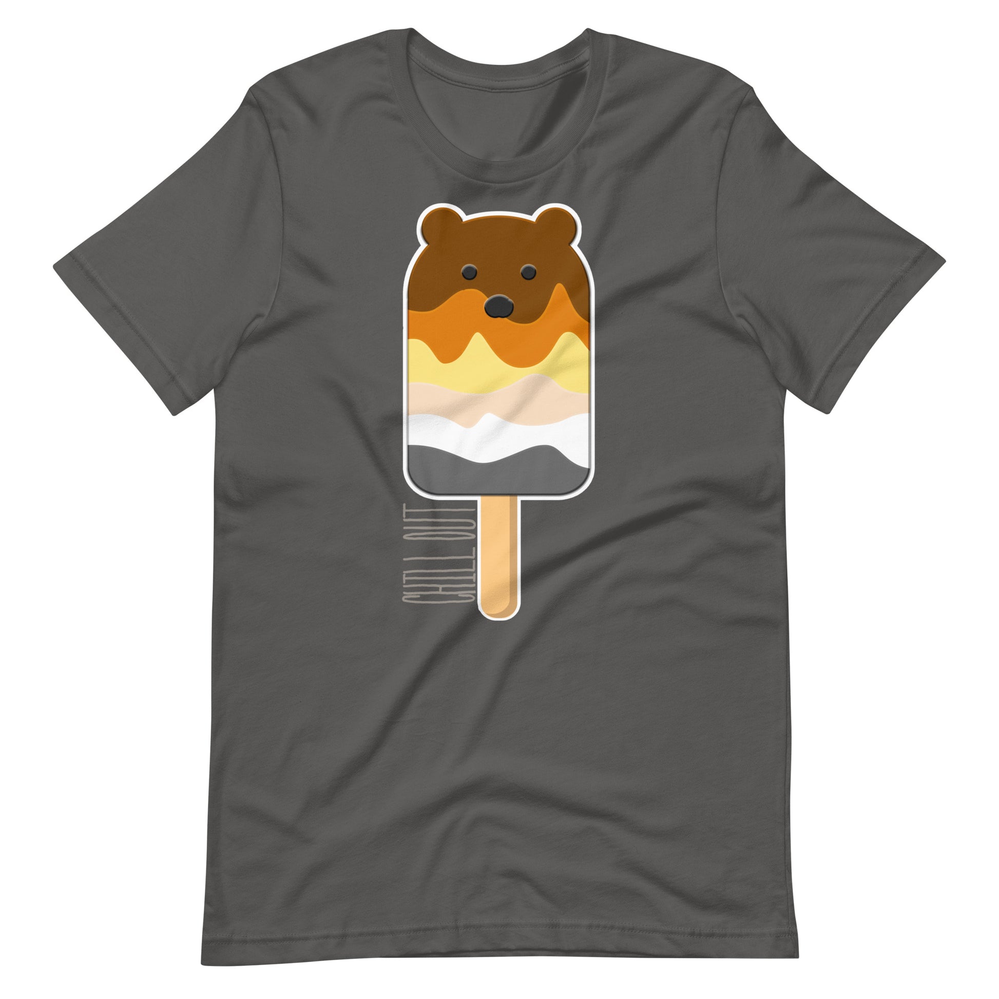 Bear Popsicle Asphalt T-Shirt Flat - BackRoomGear - your LGBTQI Gay Kink Apparel Store