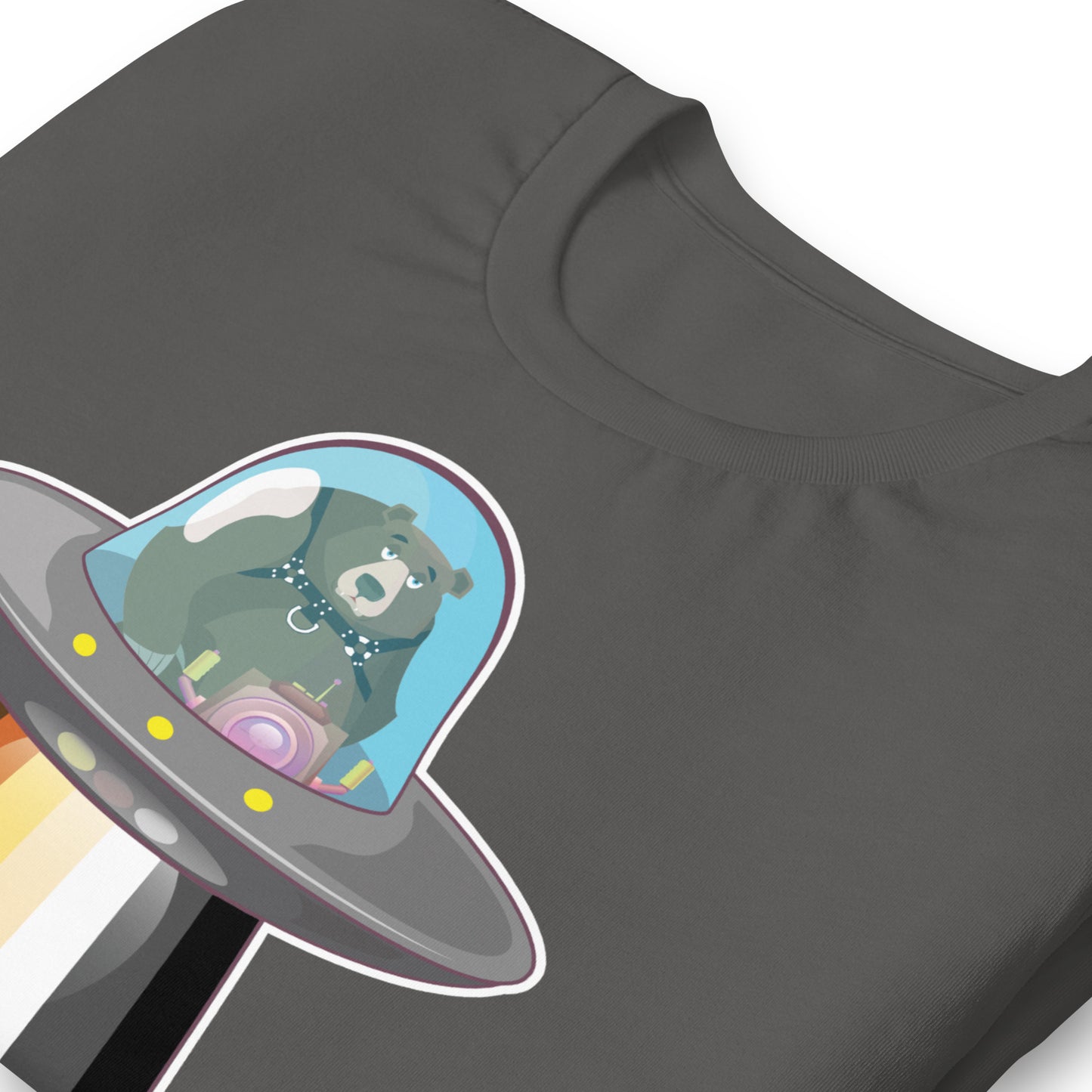 UFO Bear Asphalt T-Shirt Zoomed - BackRoomGear - your LGBTQI Gay Kink Apparel Store