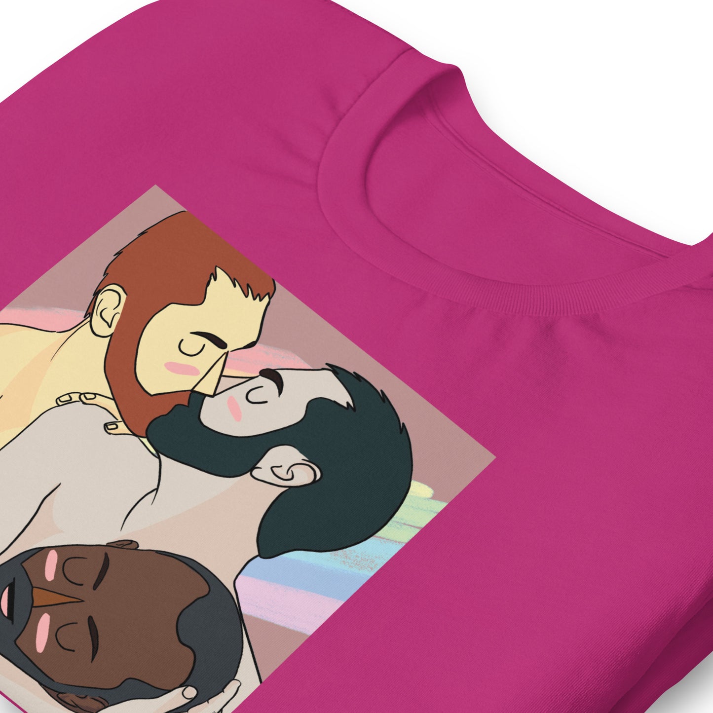 Throuple Berry T-Shirt Zoomed - BackRoomGear - your LGBTQI Gay Kink Apparel Store