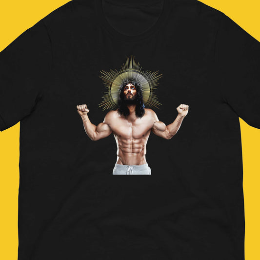 Ripped Saviour Black T-Shirt flat closeup Backroom Gear - your LGBTQI Gay Kink Apparel Store