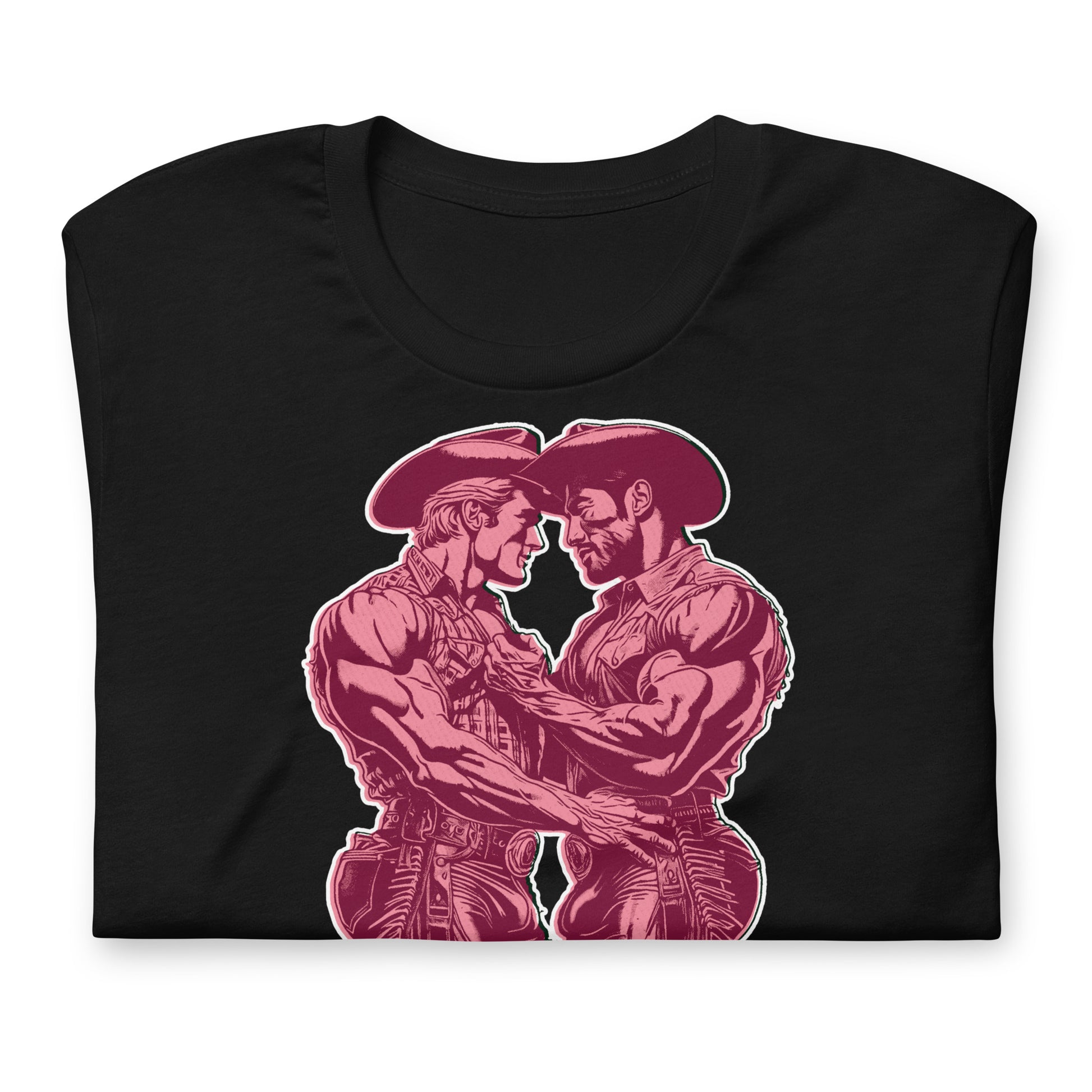 Pink-Cowboys-black folded Shirt-backroomgear - your LGBTQI Gay Kink Apparel Store