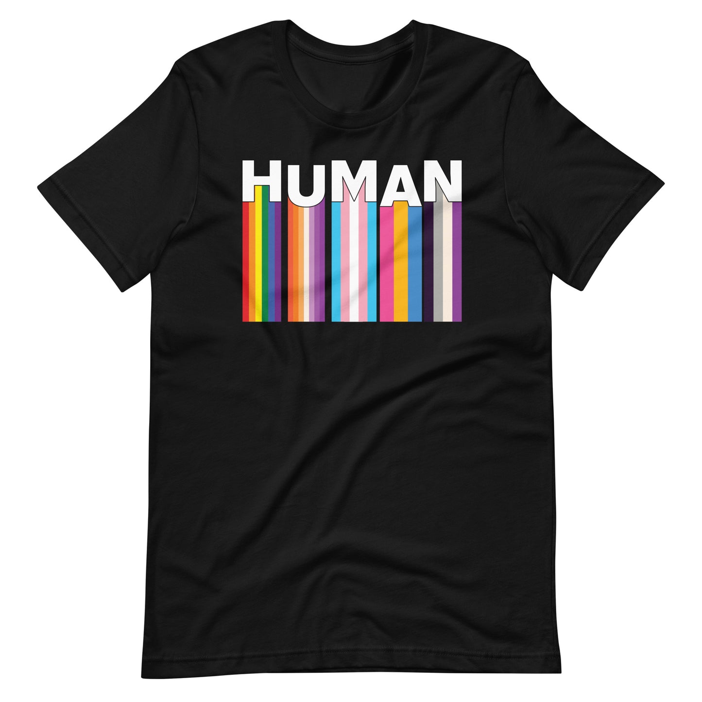 We Are Human Black T-Shirt Flat - BackRoomGear - your LGBTQI Gay Kink Apparel Store