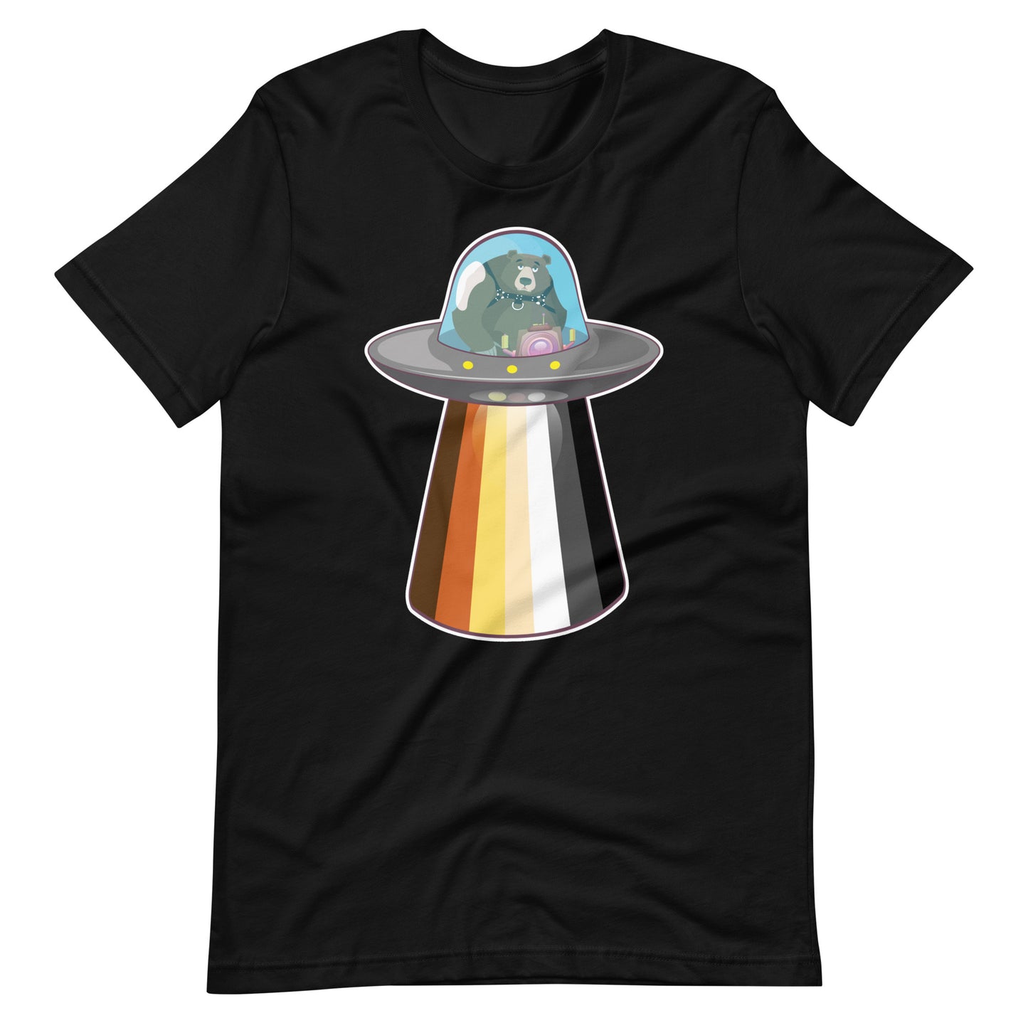 UFO Bear Black T-Shirt Flat - BackRoomGear - your LGBTQI Gay Kink Apparel Store