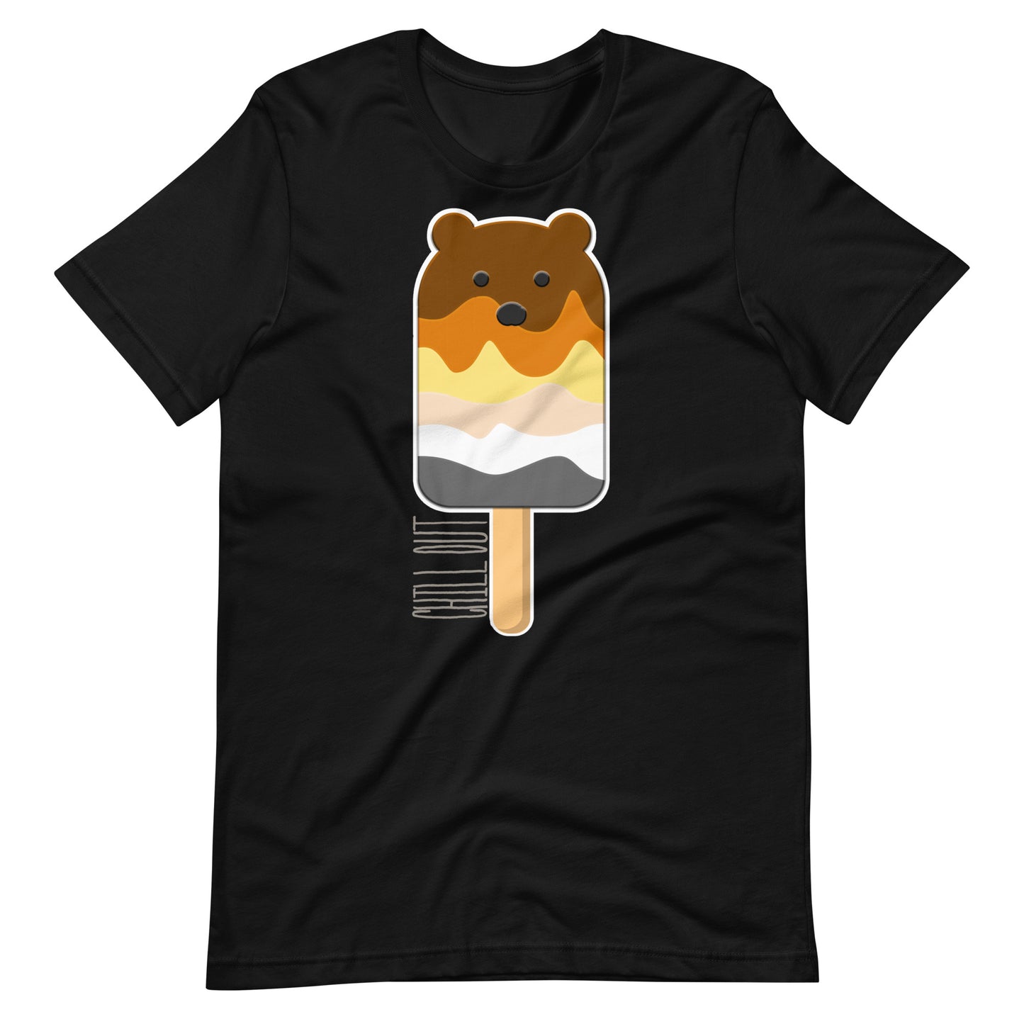 Bear Popsicle Black T-Shirt Flat - BackRoomGear - your LGBTQI Gay Kink Apparel Store