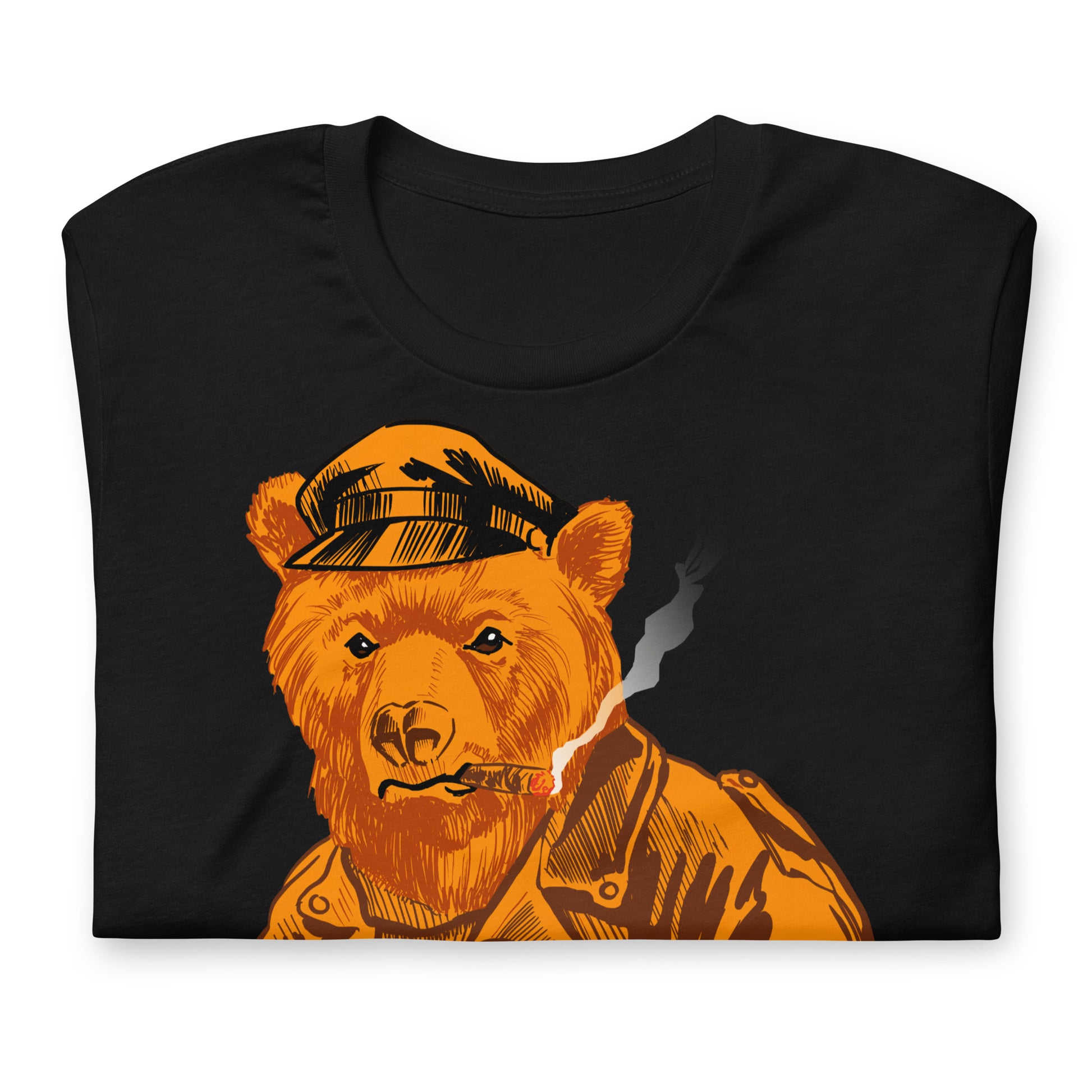 Retro Leather Bear Black T-Shirt Flat Folded - BackRoomGear - your LGBTQI Gay Kink Apparel Store