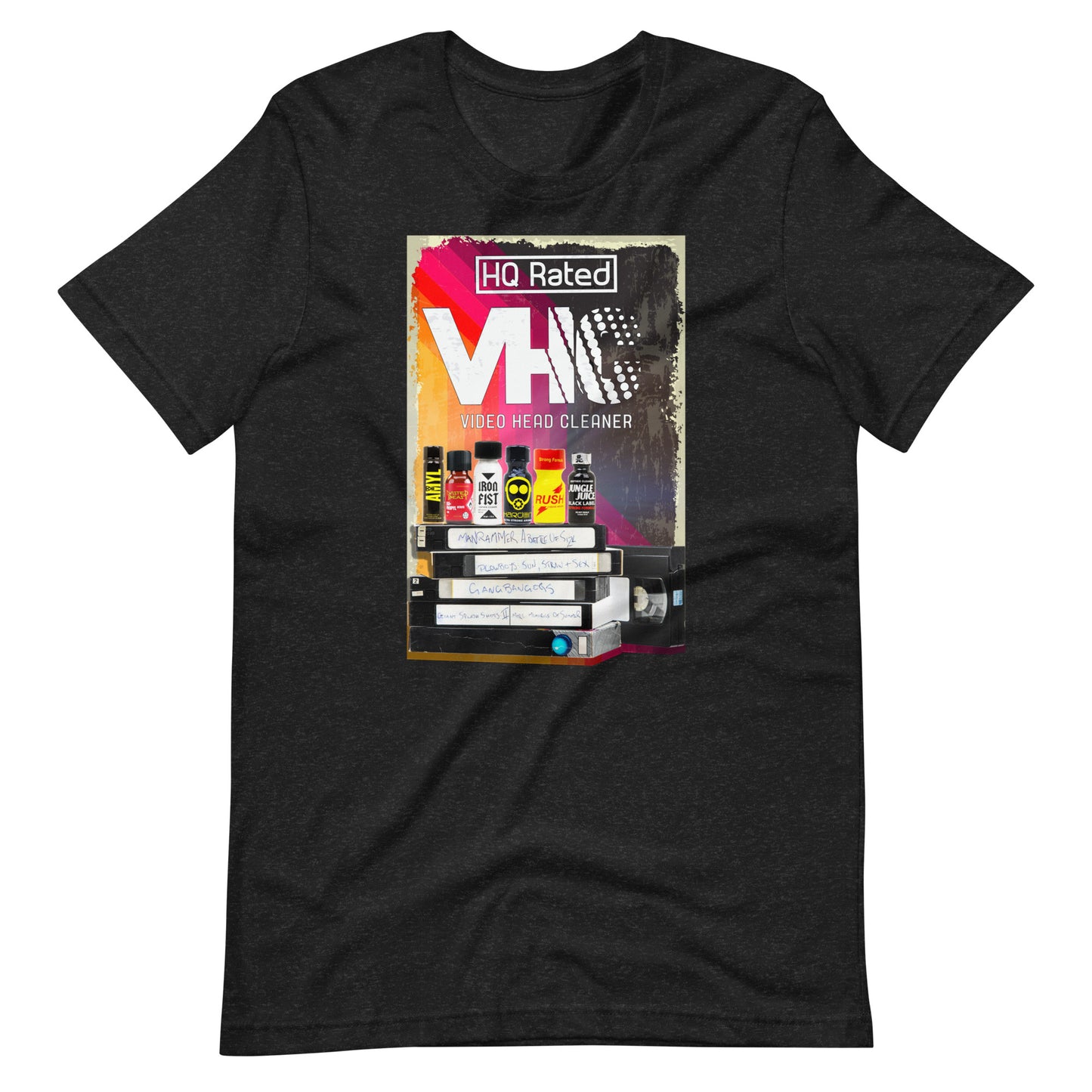 Video Head Cleaner Black Heather T-Shirt flat - BackRoomGear - your LGBT Gay Kink Apparel Store