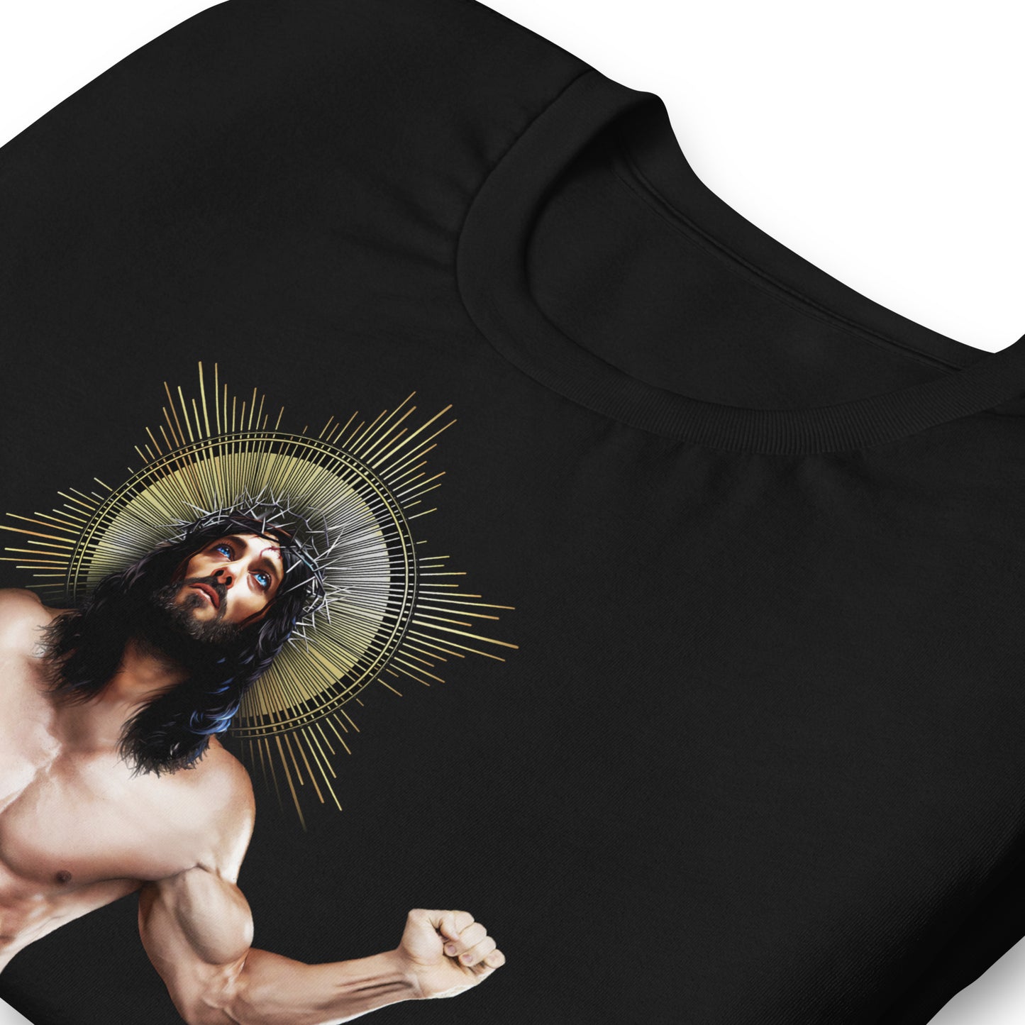 Ripped Saviour Black T-Shirt folded closeup Backroom Gear - your LGBTQI Gay Kink Apparel Store