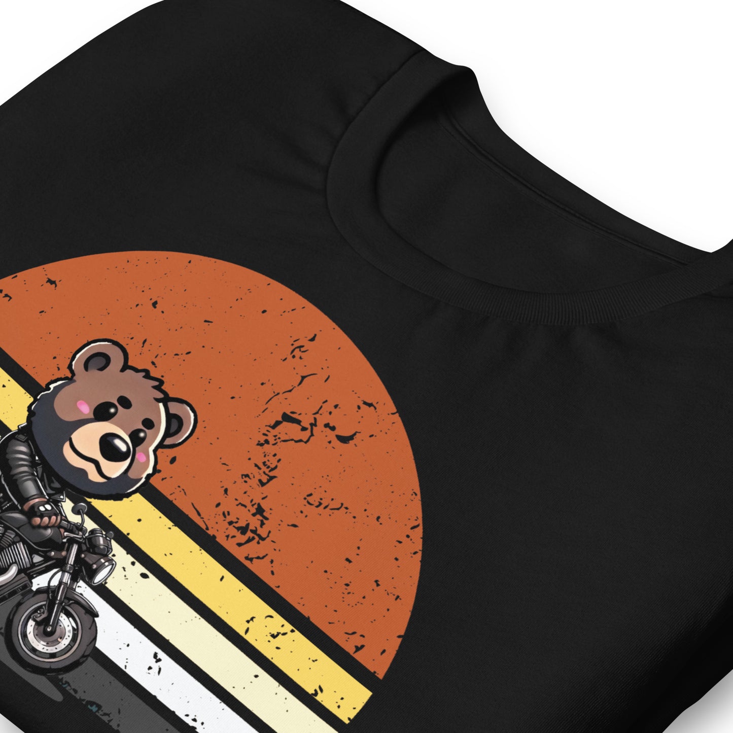 Leather Biker Bear T-Shirt Cute Retro Sunset Design