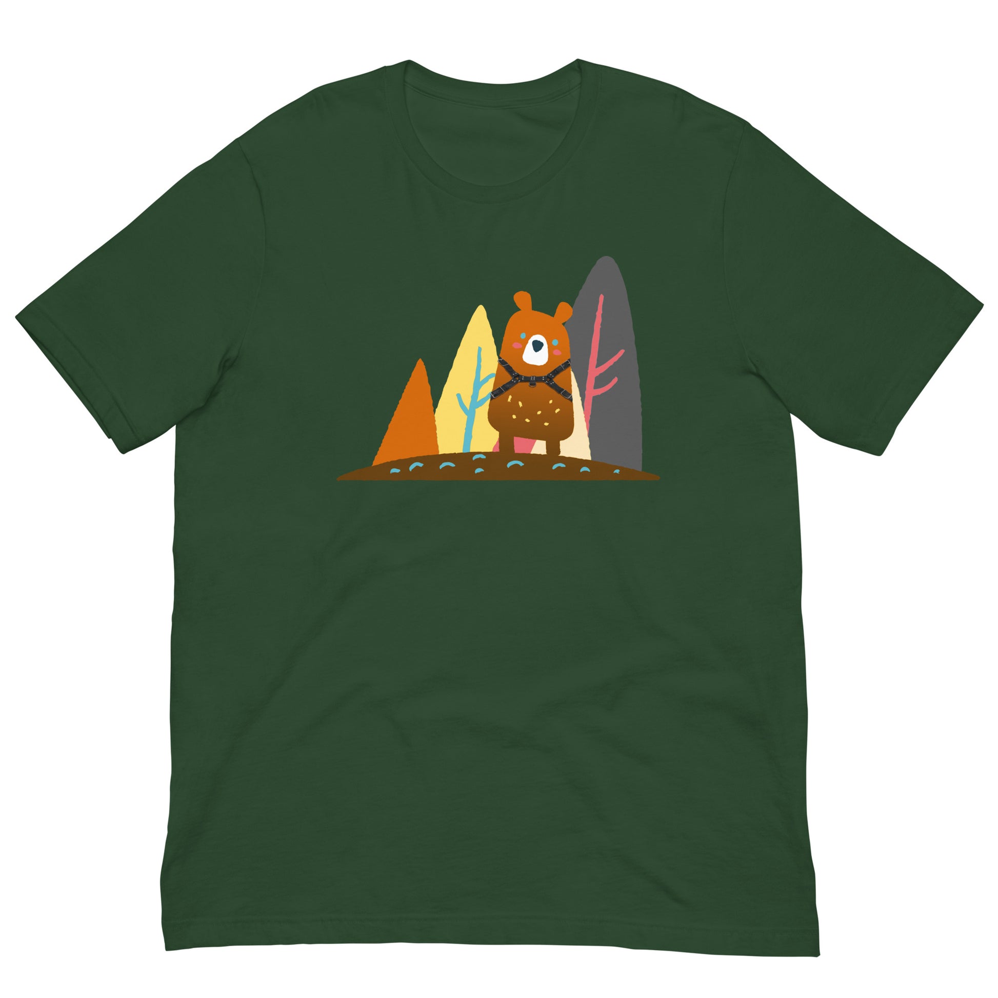 Bear-in-the-woods-Forest-T-Shirt-Flat Backroom-Gear - your LGBTQI Gay Kink Apparel Store