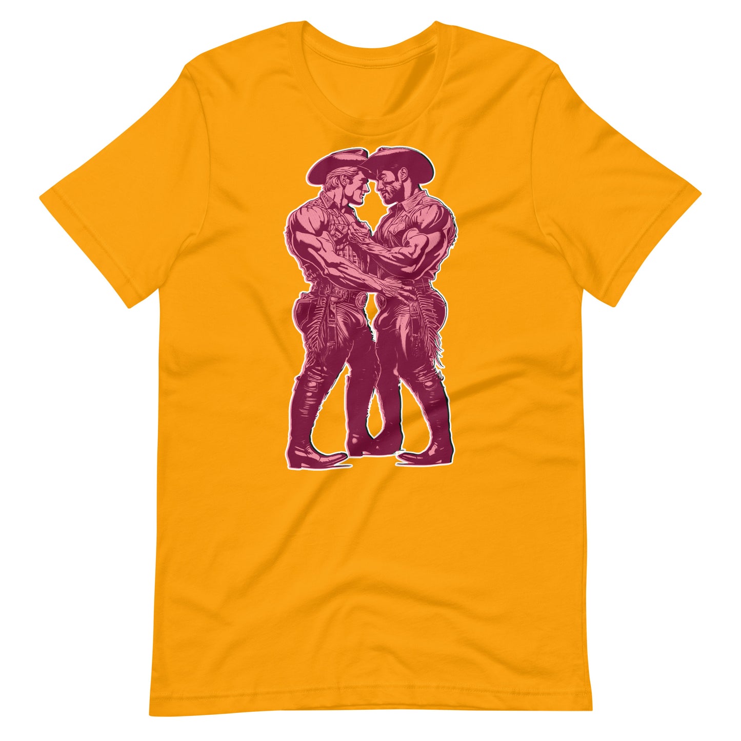 Pink-Cowboys-gold Shirt-backroomgear - your LGBTQI Gay Kink Apparel Store