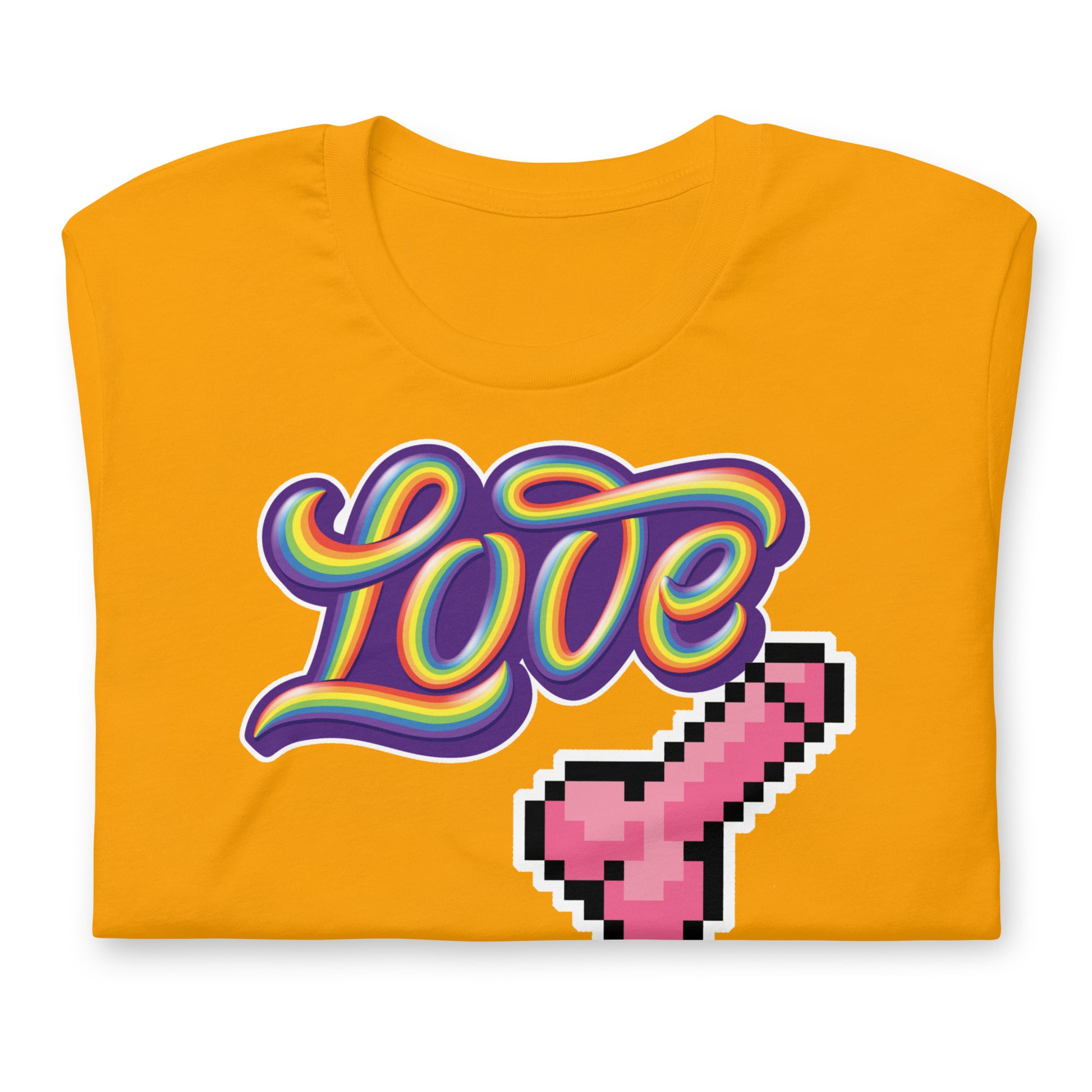 Love Dick Shirt-Gold folded-backroomgear - your LGBTQI Gay Kink Apparel Store