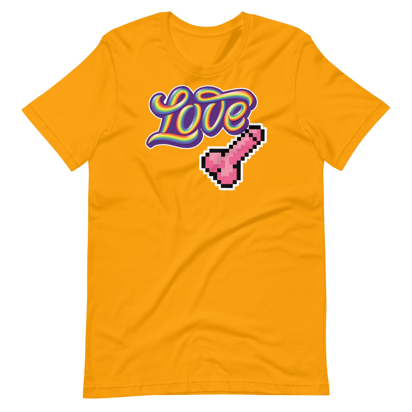 Love Dick Shirt-Gold flat-backroomgear - your LGBTQI Gay Kink Apparel Store