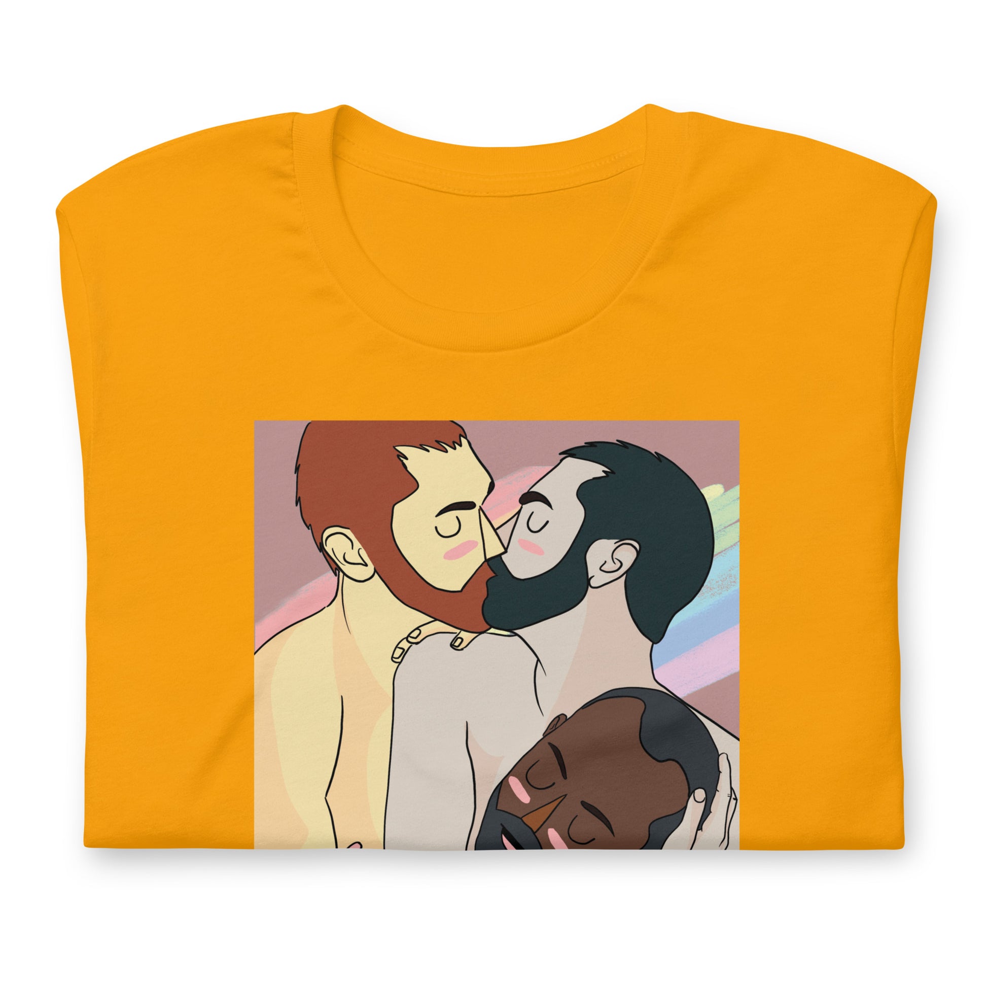 Throuple Gold T-Shirt Folded - BackRoomGear - your LGBTQI Gay Kink Apparel Store