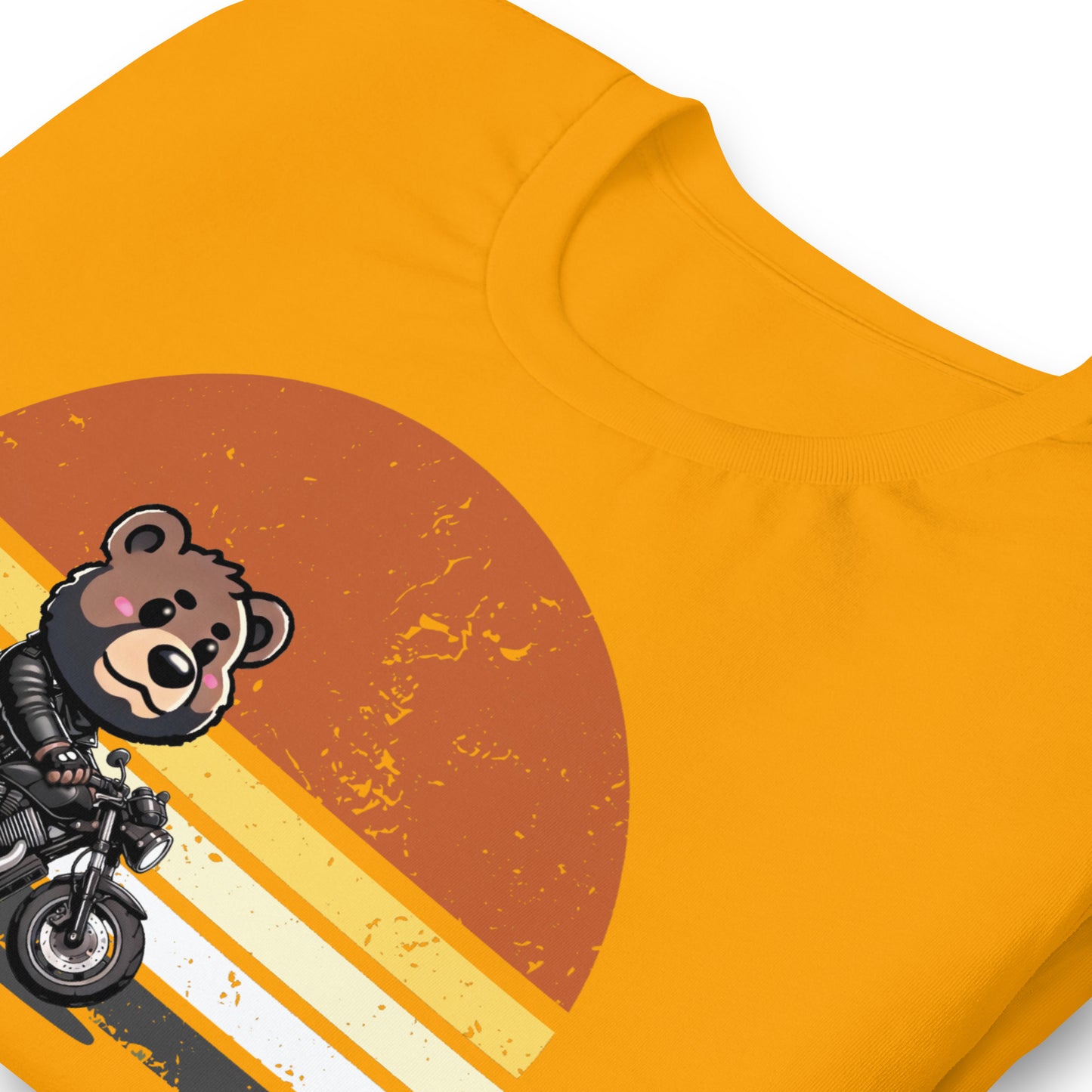 Leather Biker Bear T-Shirt Cute Retro Sunset Design