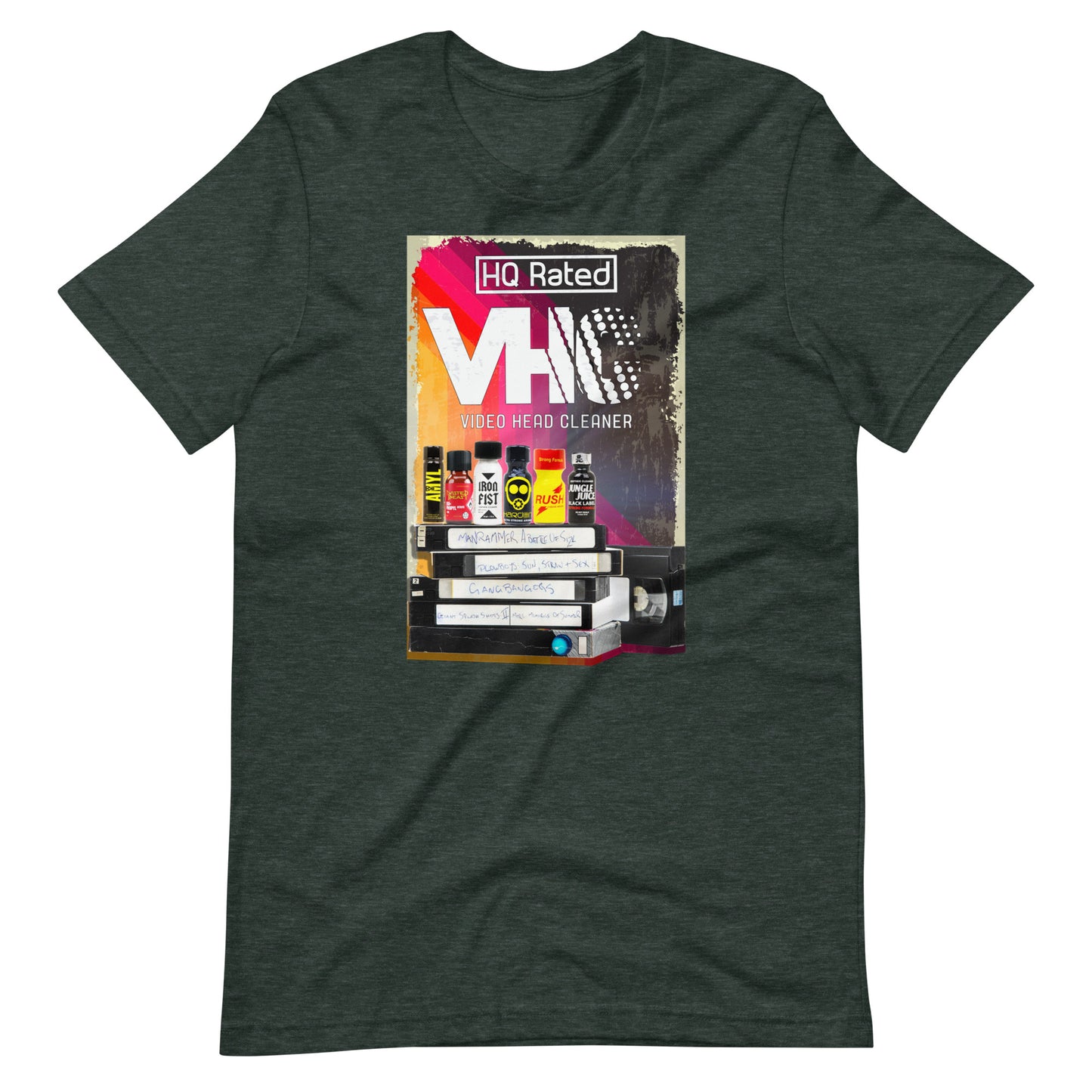 Video Head Cleaner Heather Forest T-Shirt flat - BackRoomGear - your LGBT Gay Kink Apparel Store