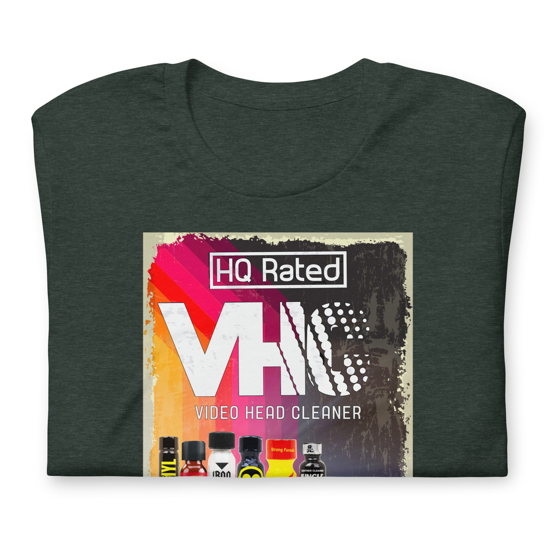 Video Head Cleaner Heather Forest T-Shirt folded - BackRoomGear - your LGBT Gay Kink Apparel Store