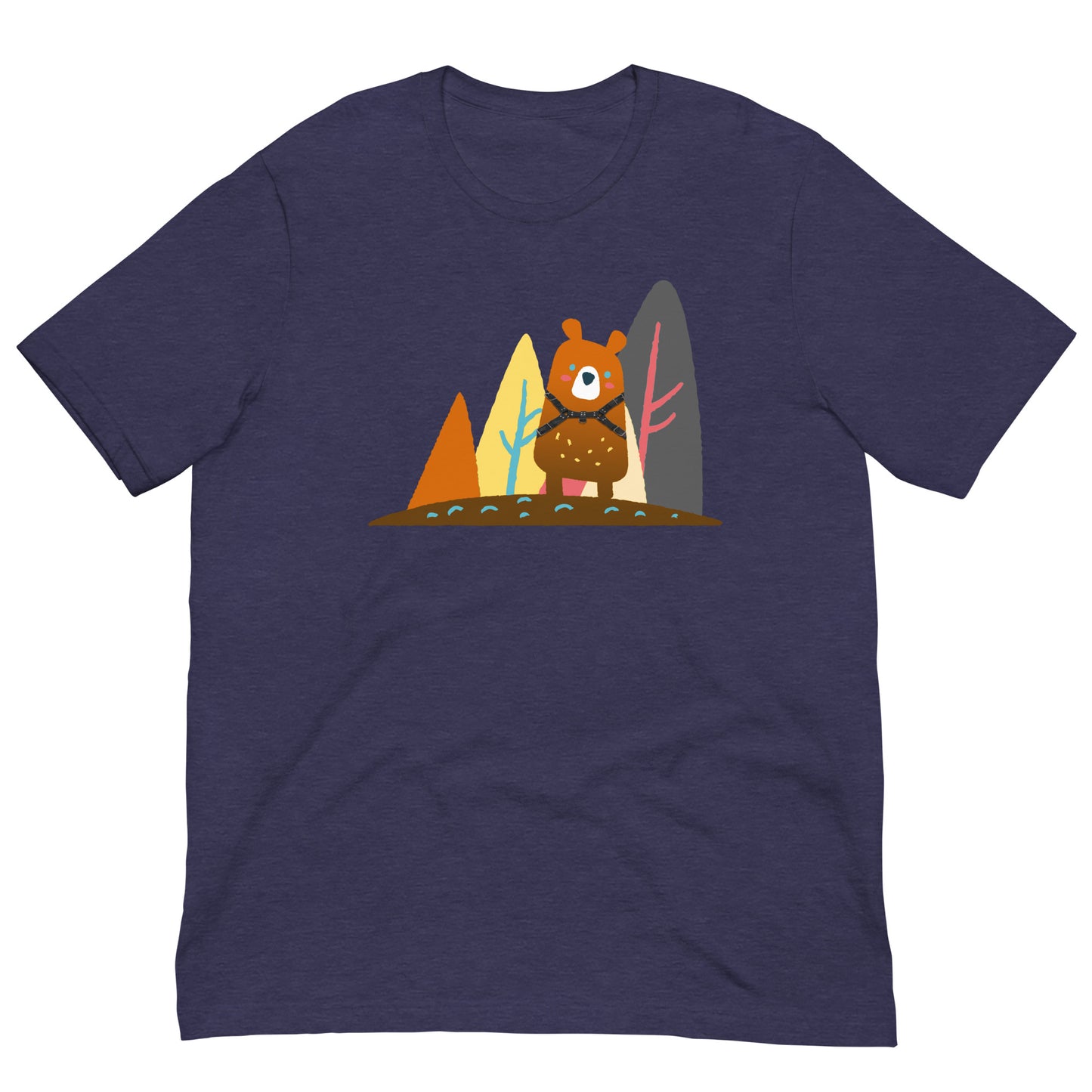 Bear-in-the-woods-heather-midnight-navy-T-Shirt-Flat Backroom-Gear - your LGBTQI Gay Kink Apparel Store