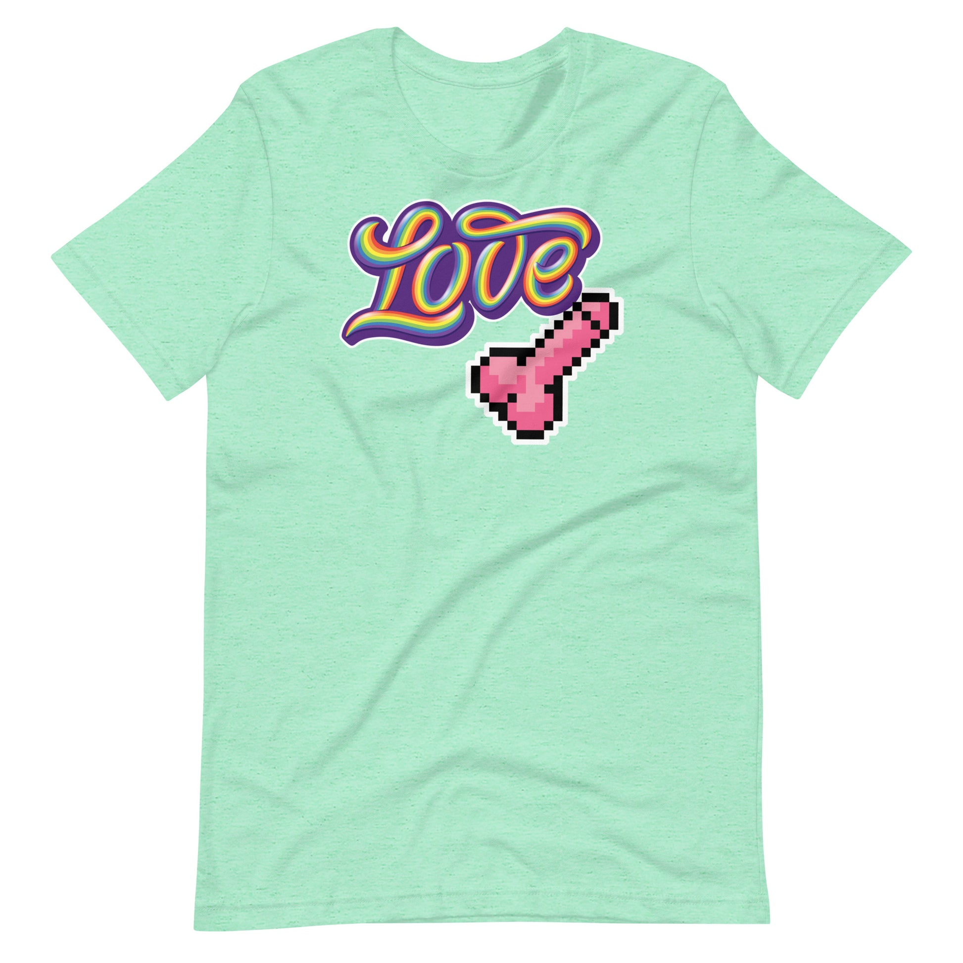 Love Dick Shirt Heather Mint flat-backroomgear - your LGBTQI Gay Kink Apparel Store