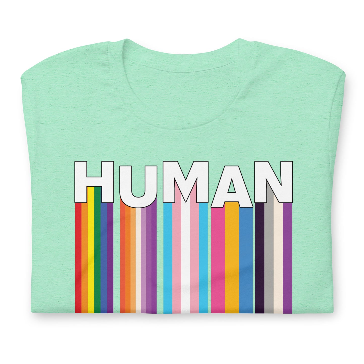 We Are Human Heather Mint T-Shirt Folded - BackRoomGear - your LGBTQI Gay Kink Apparel Store