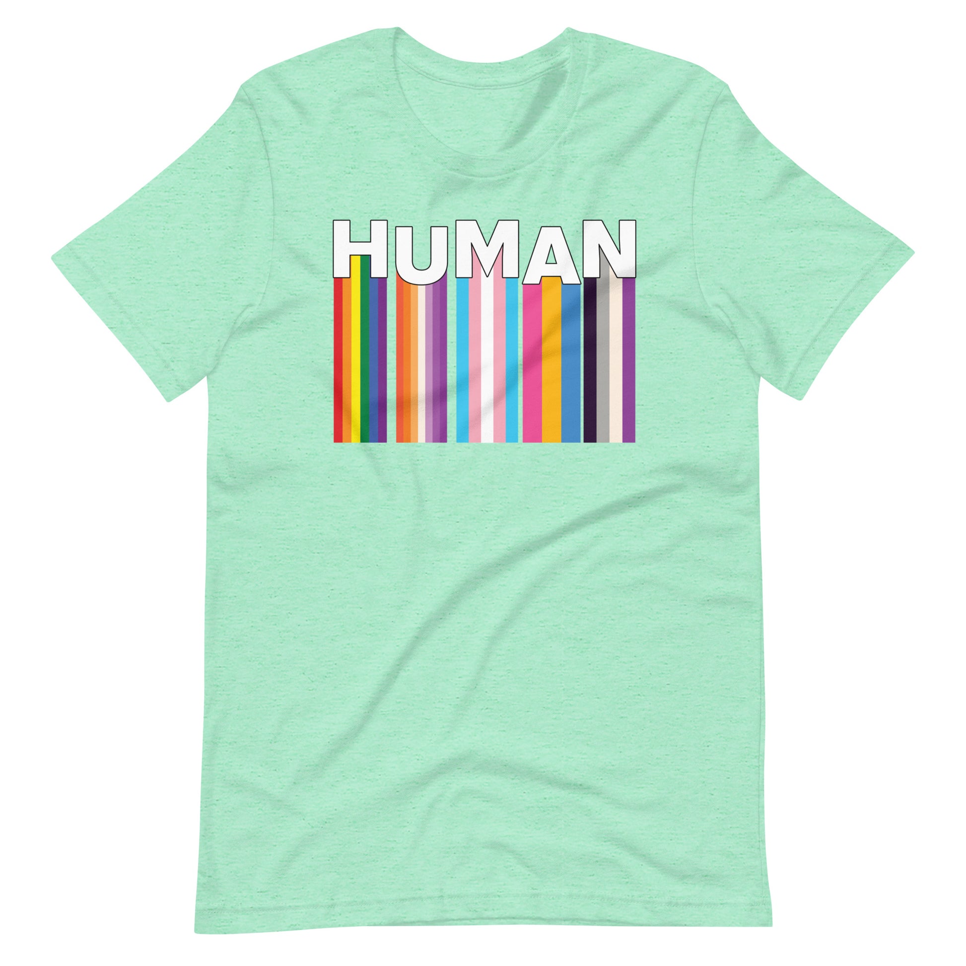 We Are Human Heather Mint T-Shirt Flat - BackRoomGear - your LGBTQI Gay Kink Apparel Store