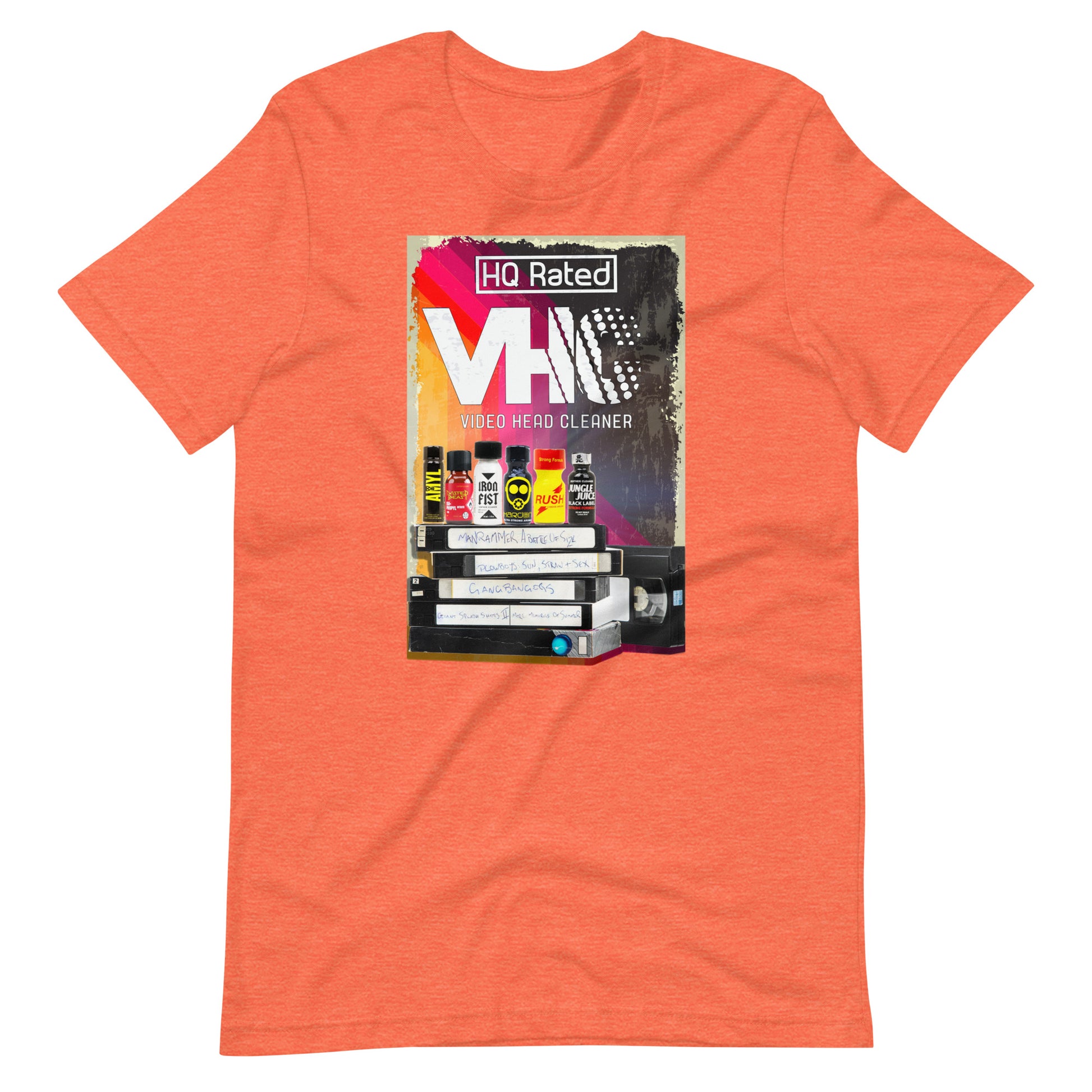 Video Head Cleaner Heather Orange T-Shirt flat - BackRoomGear - your LGBT Gay Kink Apparel Store