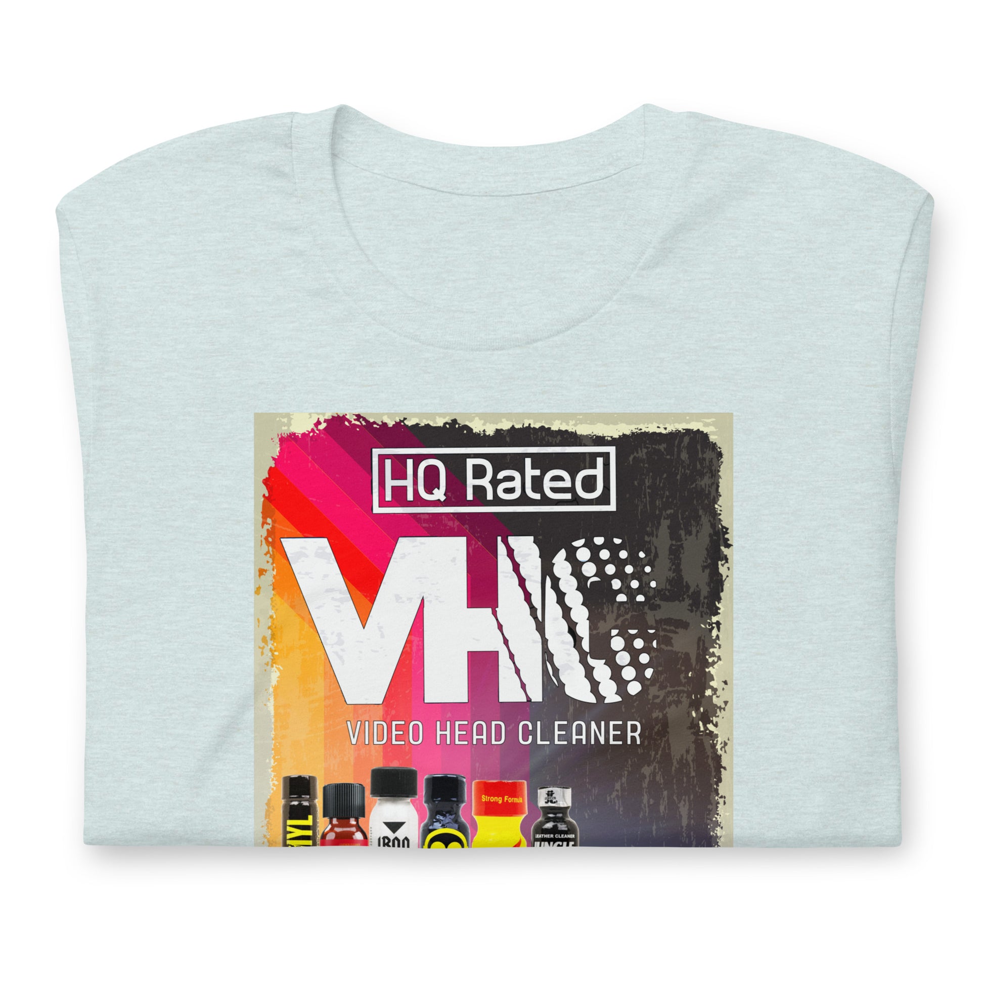 Video Head Cleaner Heather Prism Ice Blue T-Shirt folded - BackRoomGear - your LGBT Gay Kink Apparel Store