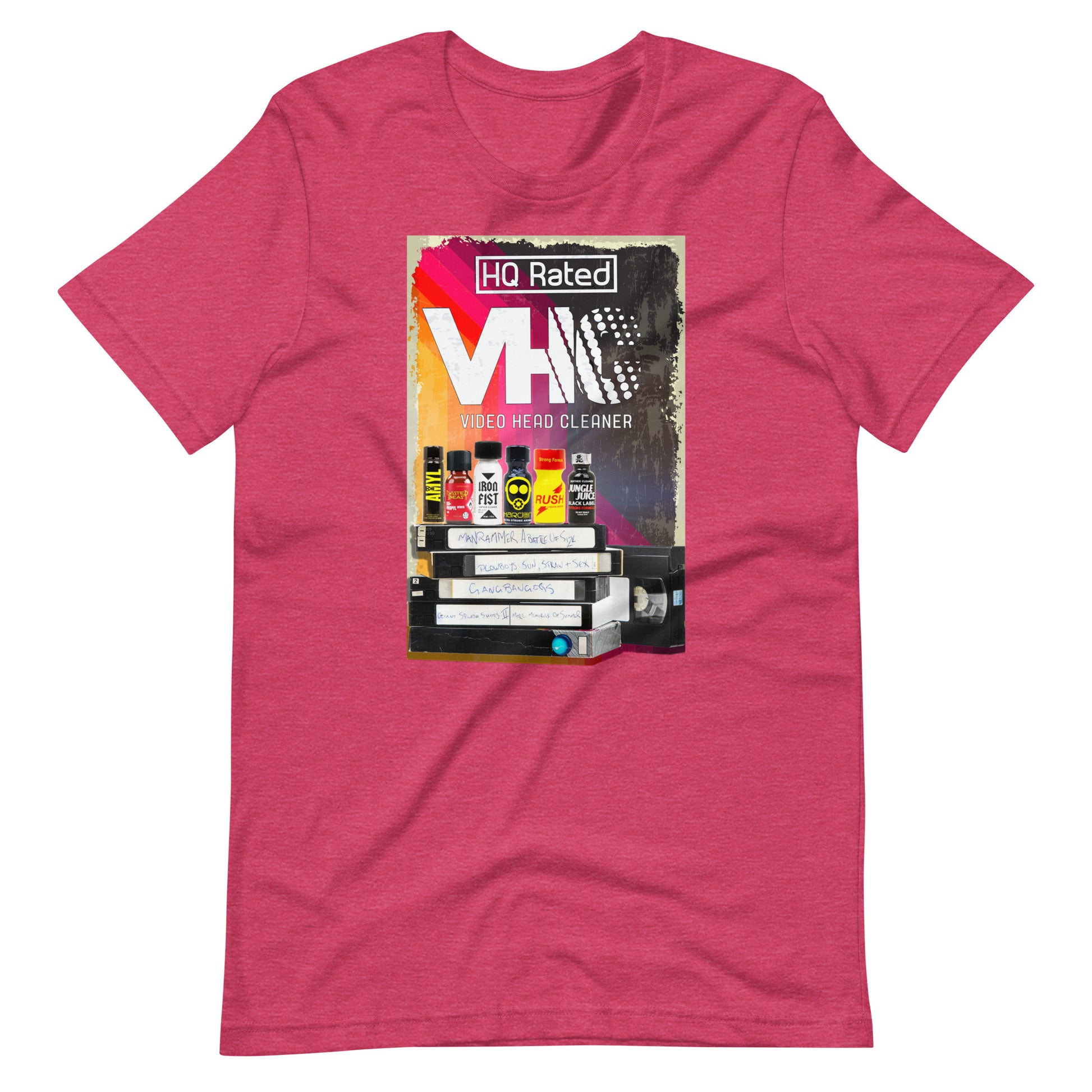 Video Head Cleaner Heather Raspberry T-Shirt flat - BackRoomGear - your LGBT Gay Kink Apparel Store