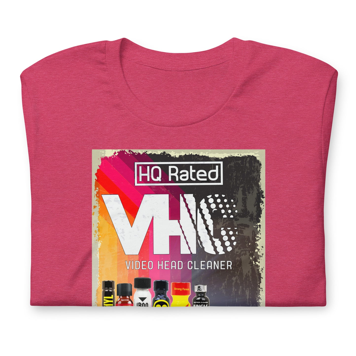 Video Head Cleaner Heather Raspberry T-Shirt folded - BackRoomGear - your LGBT Gay Kink Apparel Store