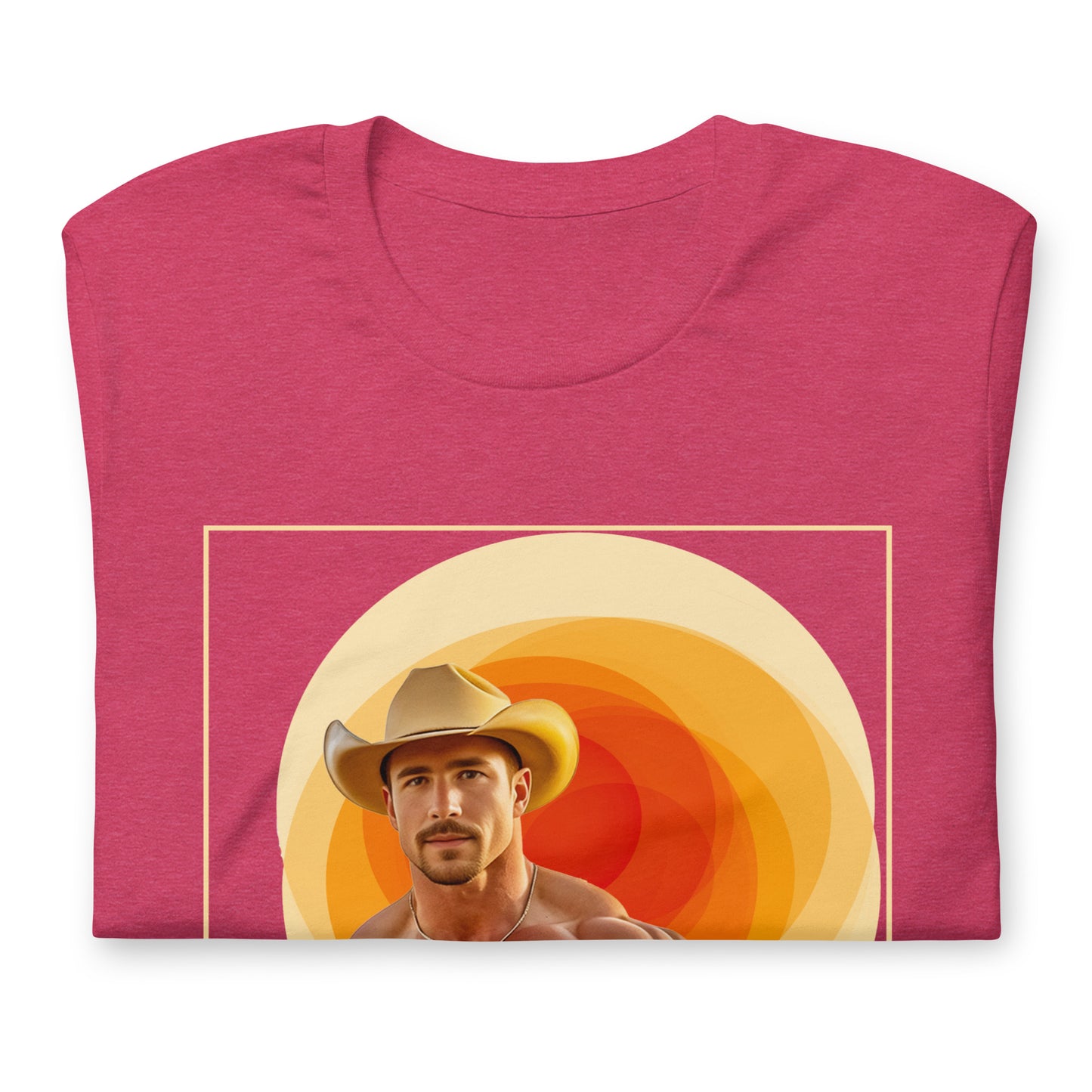 Cact-Ass Cowboy heather raspberry T-Shirt folded - BackRoomGear - your LGBTQI Gay Kink Apparel Store