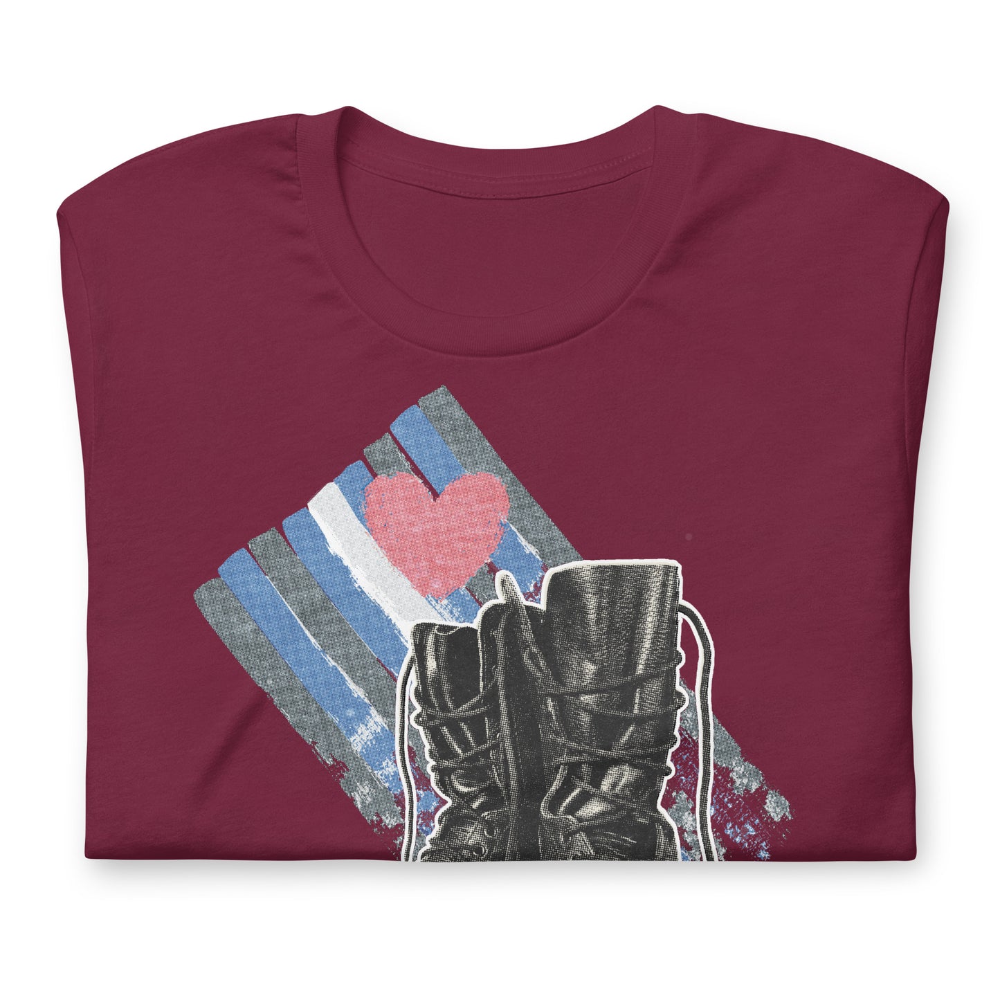 Love Boots Maroon T-Shirt Folded - BackRoomGear - your LGBTQI Gay Kink Apparel Store