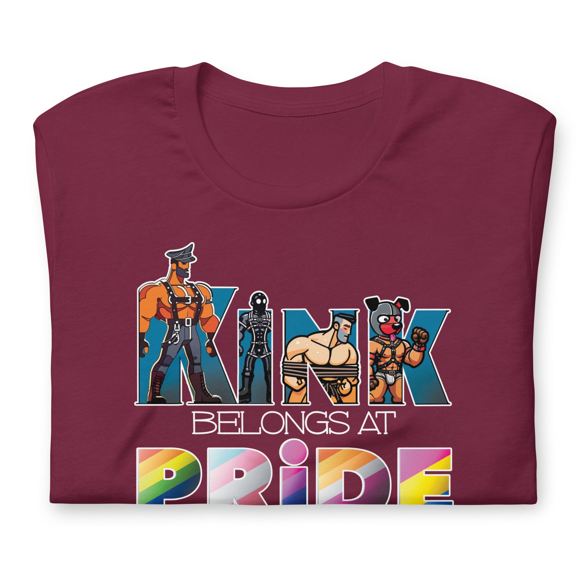 Kink-Pride-Maroon Folded Shirt - backroomgear - your LGBTQI Gay Kink Apparel Store