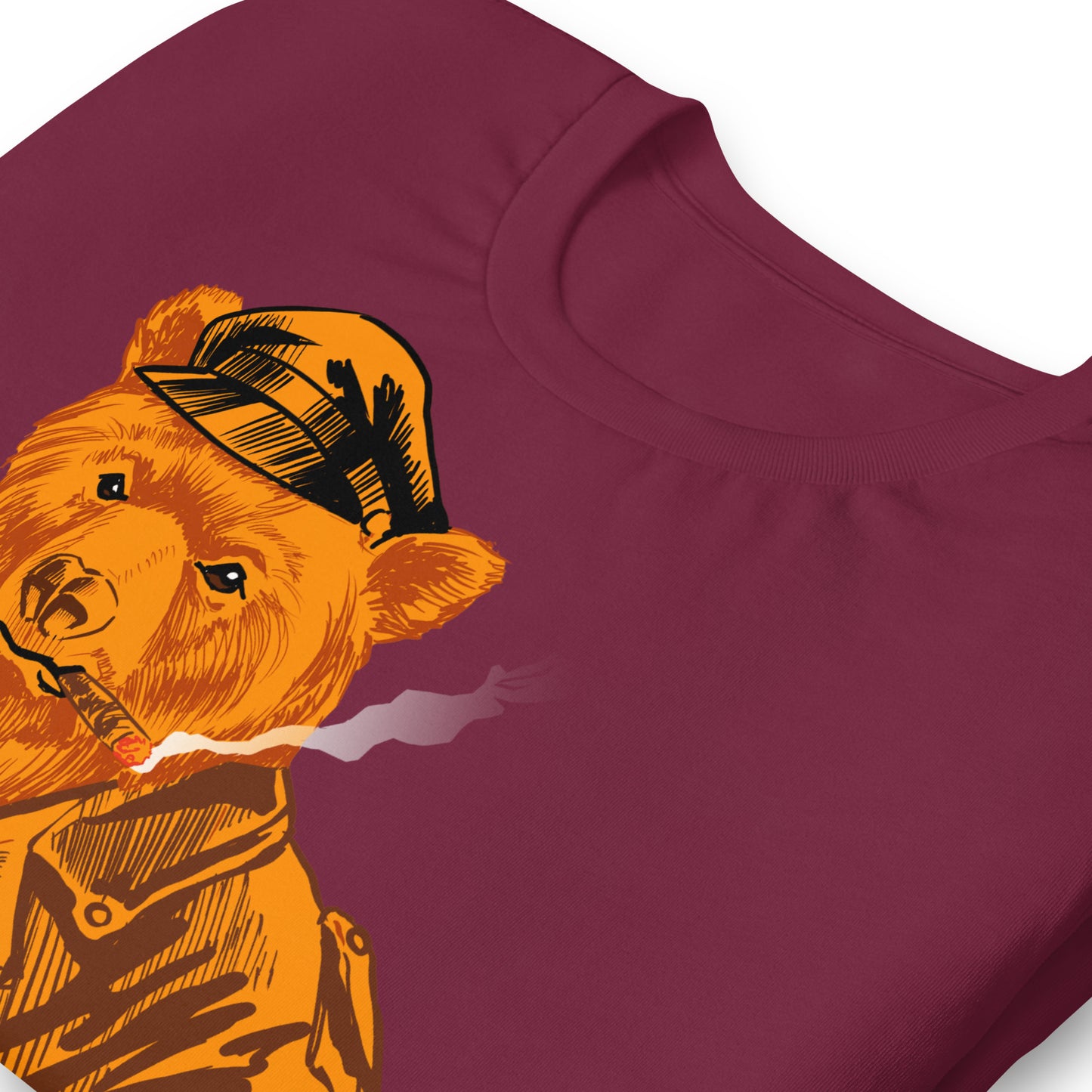 Retro Leather Bear Maroon T-Shirt Zoomed - BackRoomGear - your LGBTQI Gay Kink Apparel Store