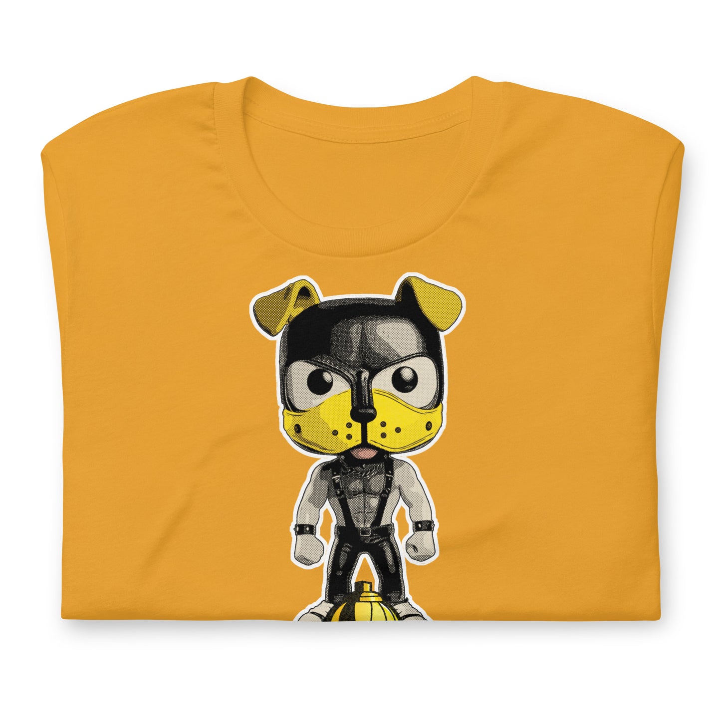 Hydrant-Pup-shirt mustard flat folded - backroomgear - your LGBTQI Gay Kink Apparel Store